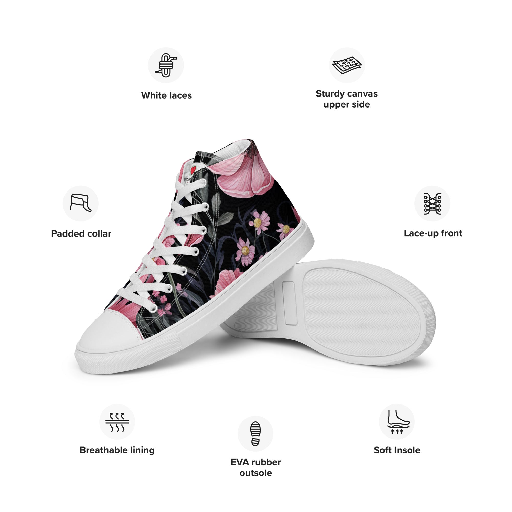 Floral Lover's Women's Botanical Style High Top Sneakers