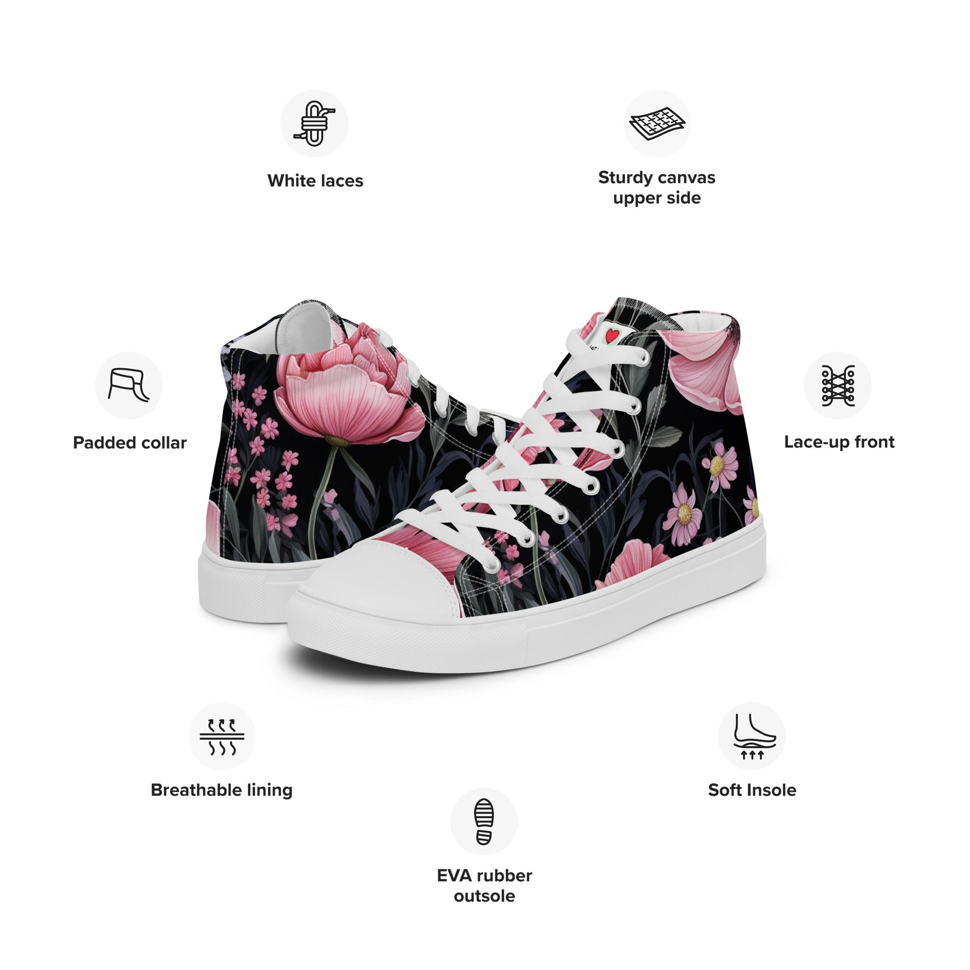 Floral Lover's Women's Botanical Style High Top Sneakers