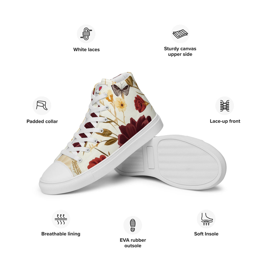 Floral Lover's Women's Botanical Style High Top Sneakers