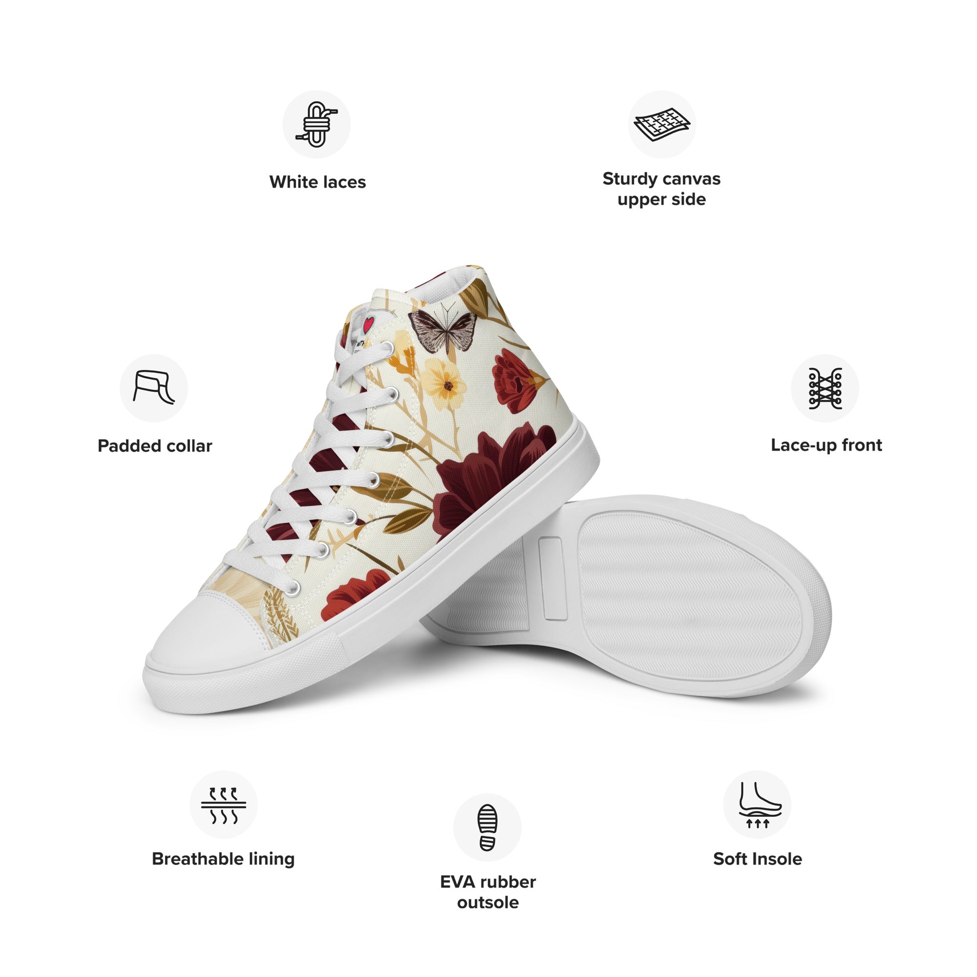 Floral Lover's Women's Botanical Style High Top Sneakers