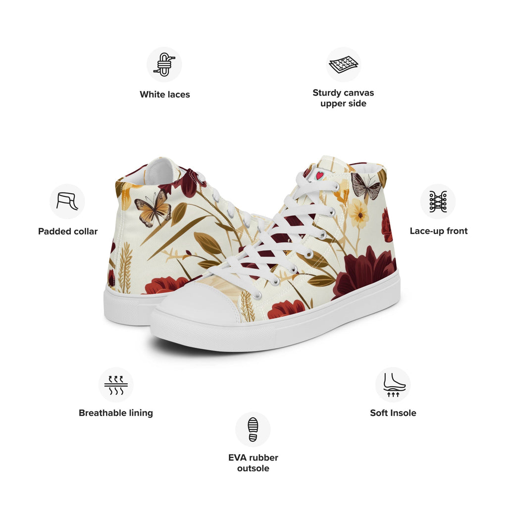 Floral Lover's Women's Botanical Style High Top Sneakers