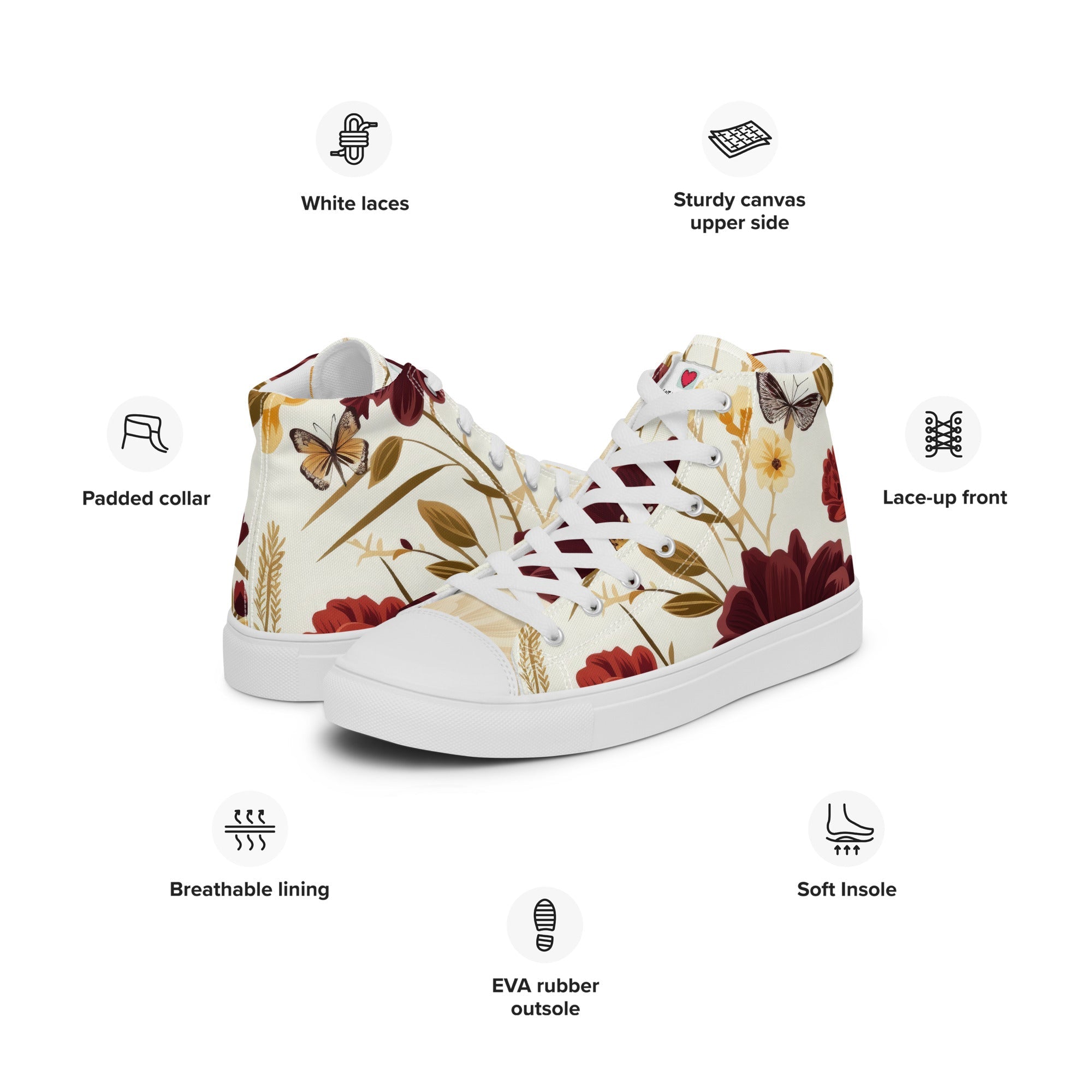 Floral Lover's Women's Botanical Style High Top Sneakers