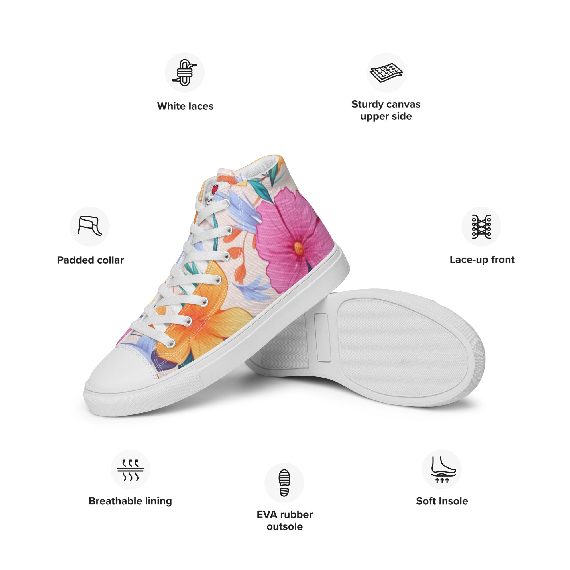 Floral Lover's Women's Botanical Style High Top Sneakers