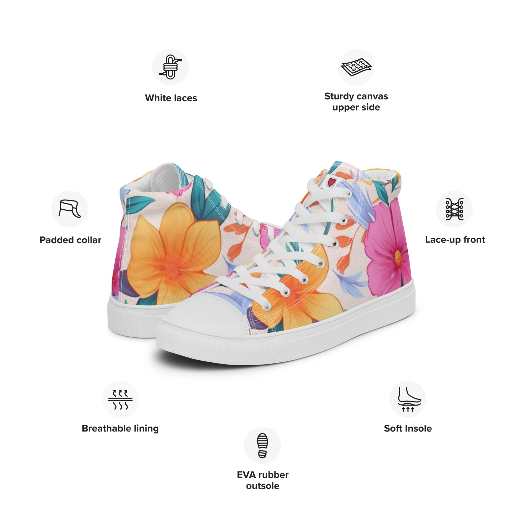 Floral Lover's Women's Botanical Style High Top Sneakers