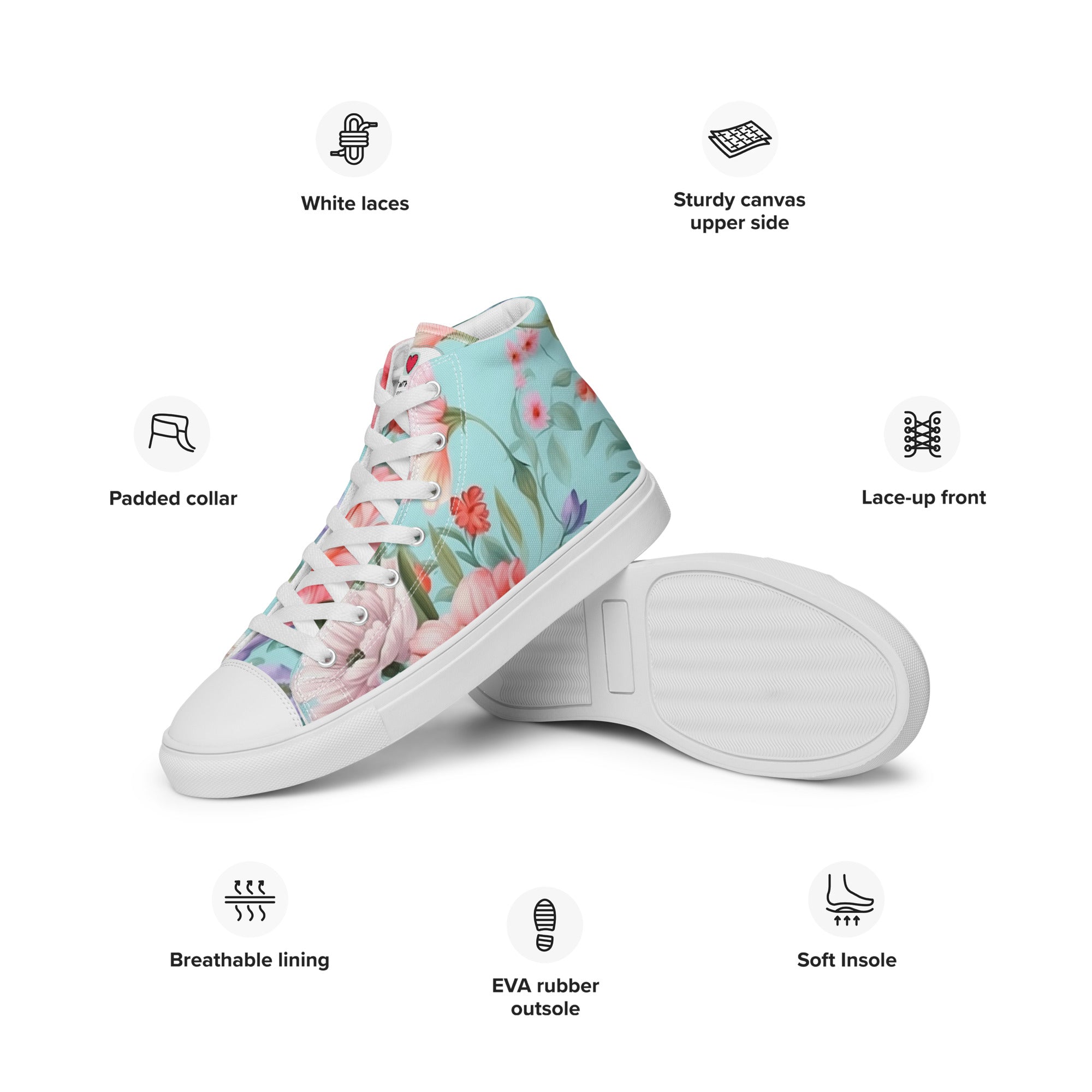 Floral Lover's Men's Botanical Style High Top Sneakers