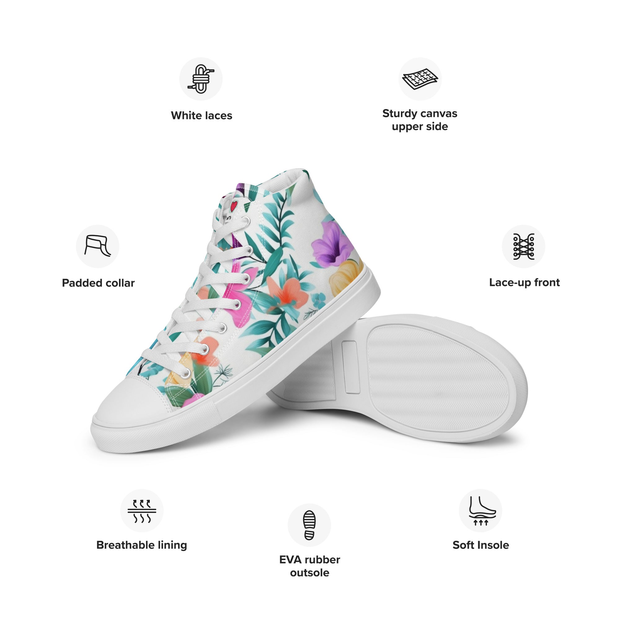 Floral Lover's Men's Botanical Style High Top Sneakers
