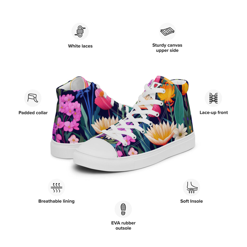 Floral Lover's Men's Botanical Style High Top Sneakers