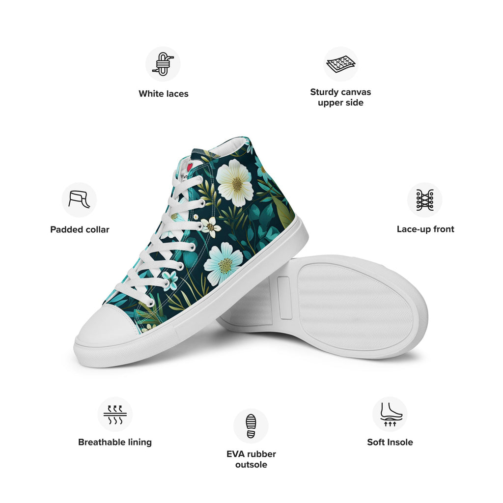 Floral Lover's Men's Botanical Style High Top Sneakers
