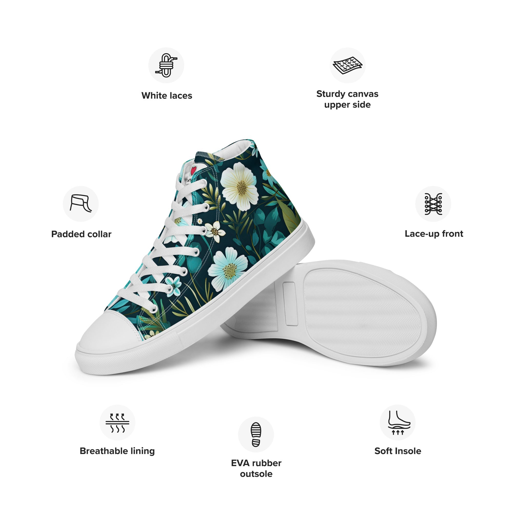 Floral Lover's Men's Botanical Style High Top Sneakers