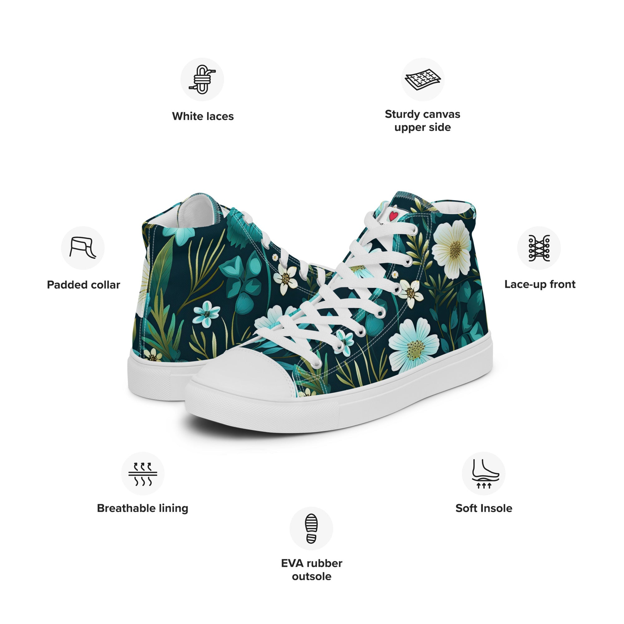 Floral Lover's Men's Botanical Style High Top Sneakers