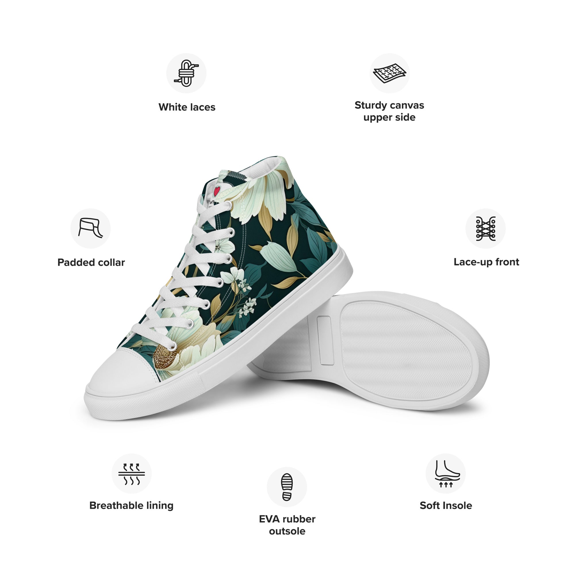 Floral Lover's Men's Botanical Style High Top Sneakers