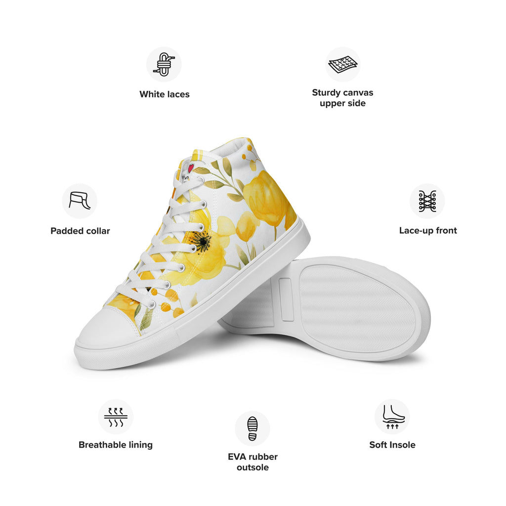 Floral Lover's Men's Botanical Style High Top Sneakers