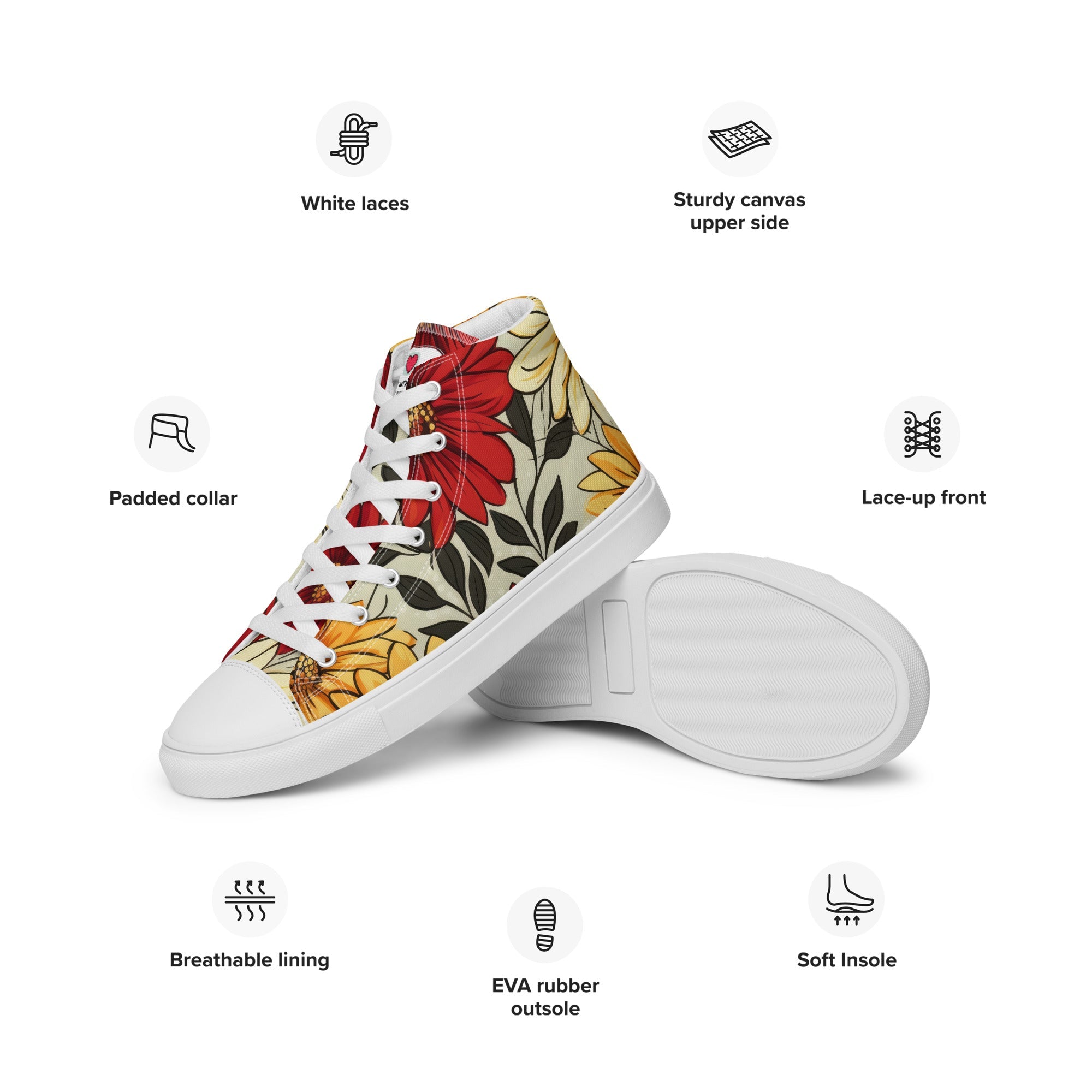 Floral Lover's Men's Botanical Style High Top Sneakers