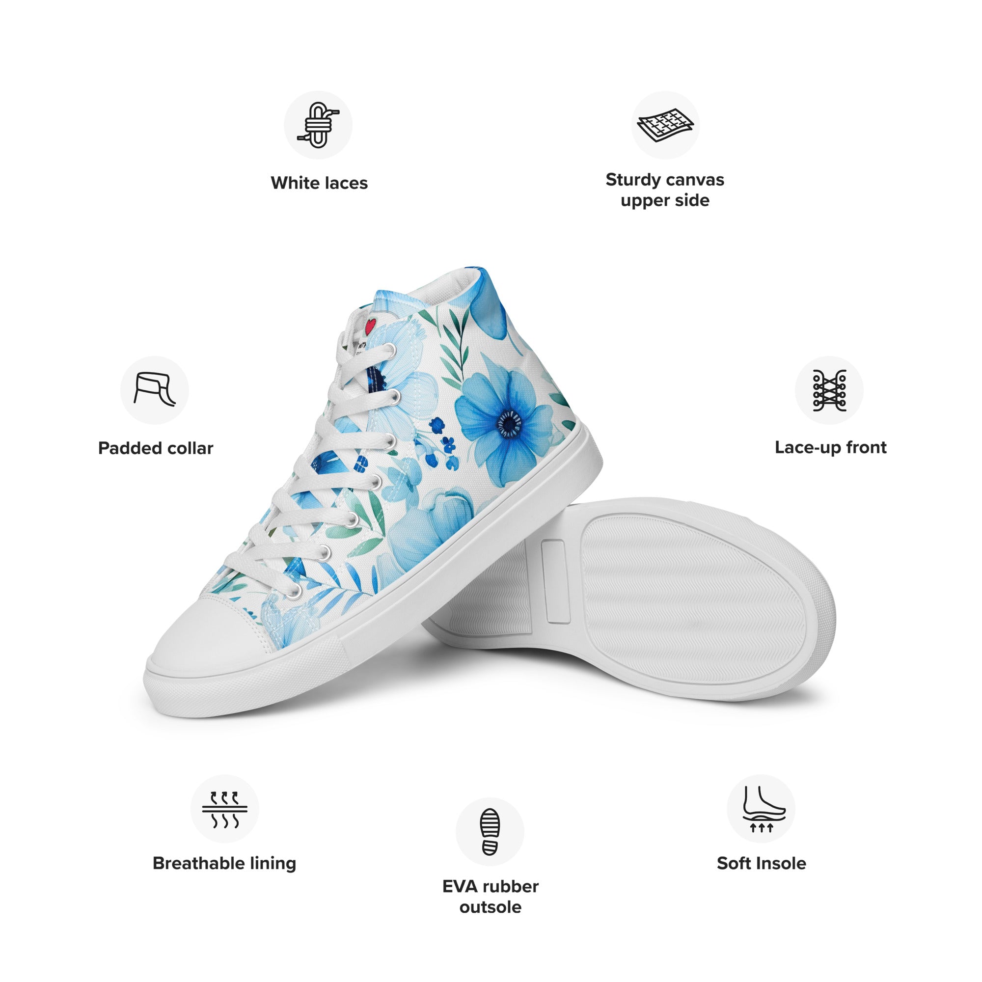 Floral Lover's Men's Botanical Style High Top Sneakers
