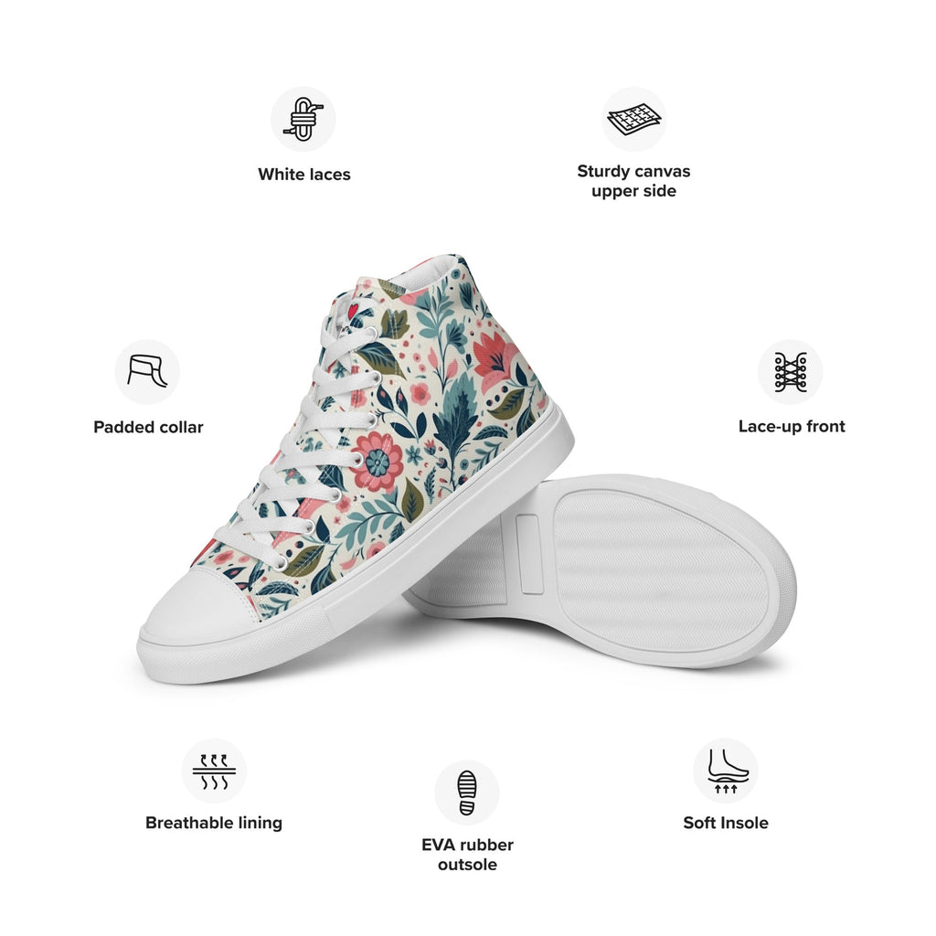 Floral Lover's Men's Botanical Style High Top Sneakers