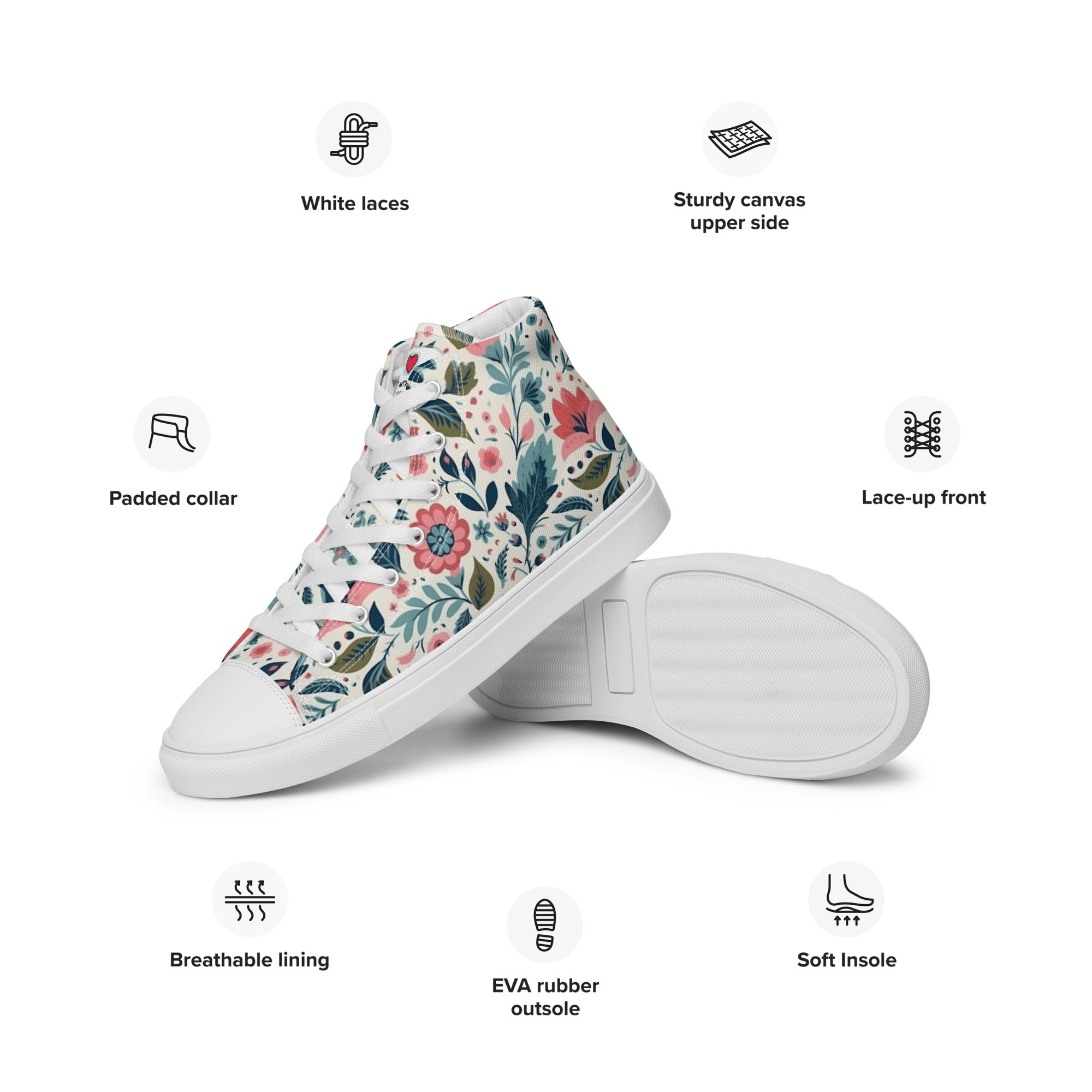 Floral Lover's Men's Botanical Style High Top Sneakers