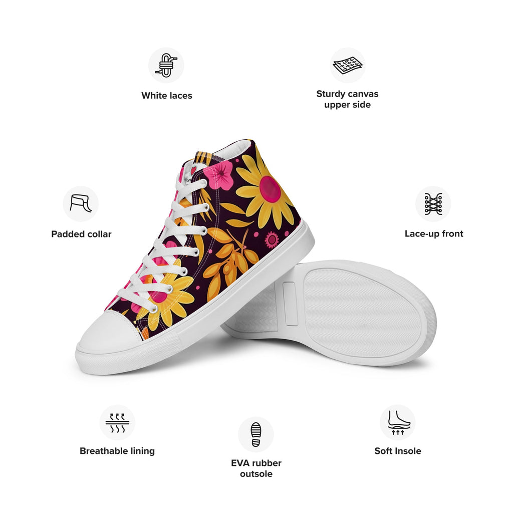 Floral Lover's Men's Botanical Style High Top Sneakers