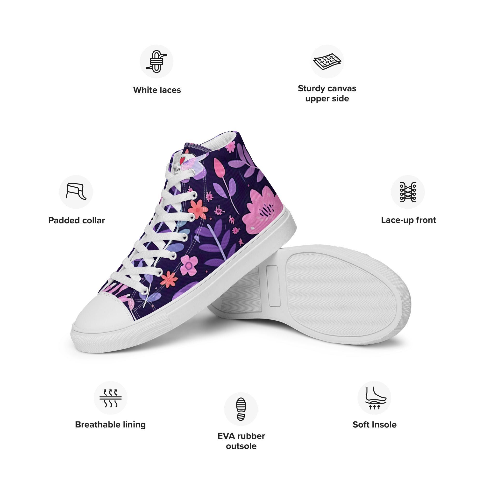 Floral Lover's Men's Botanical Style High Top Sneakers