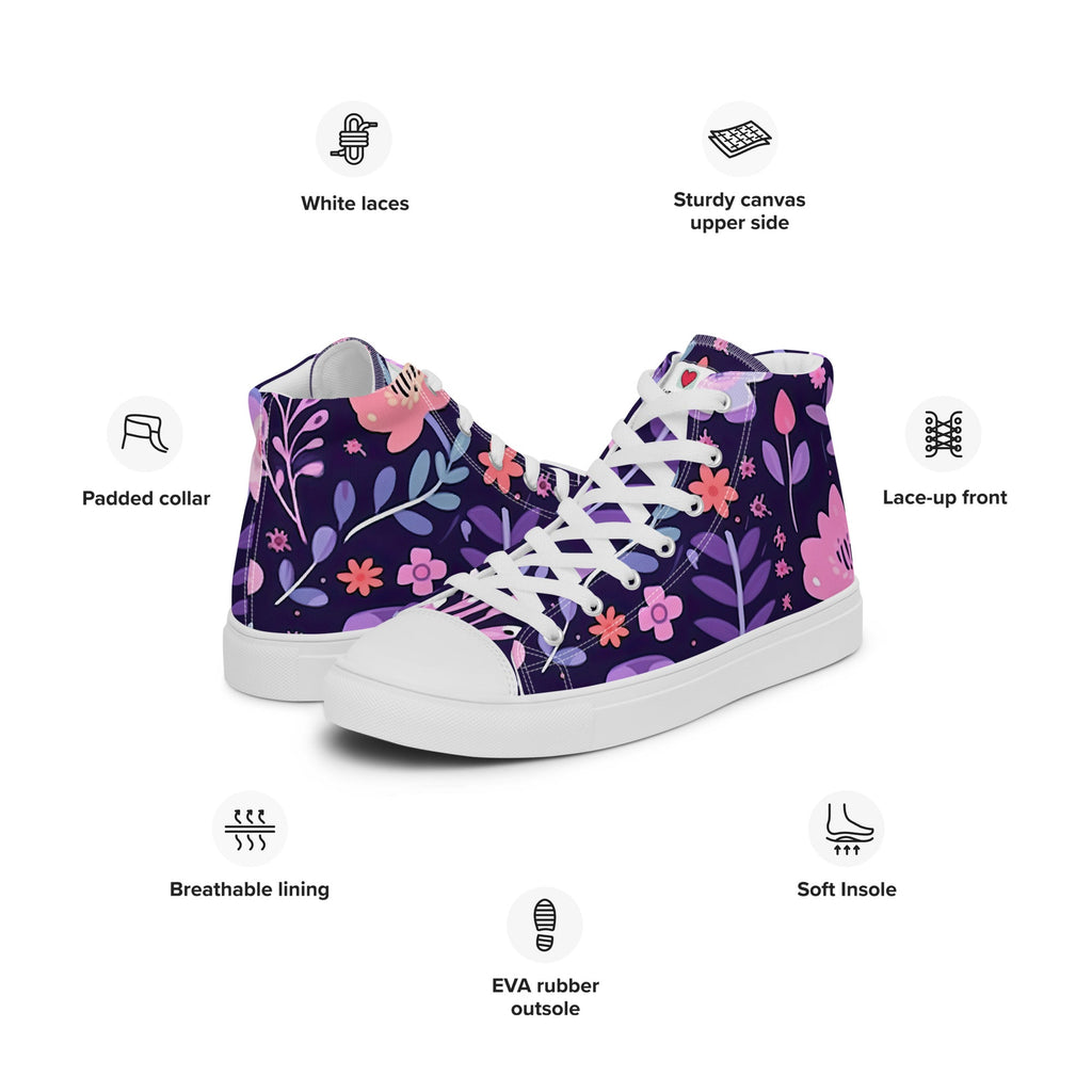 Floral Lover's Men's Botanical Style High Top Sneakers