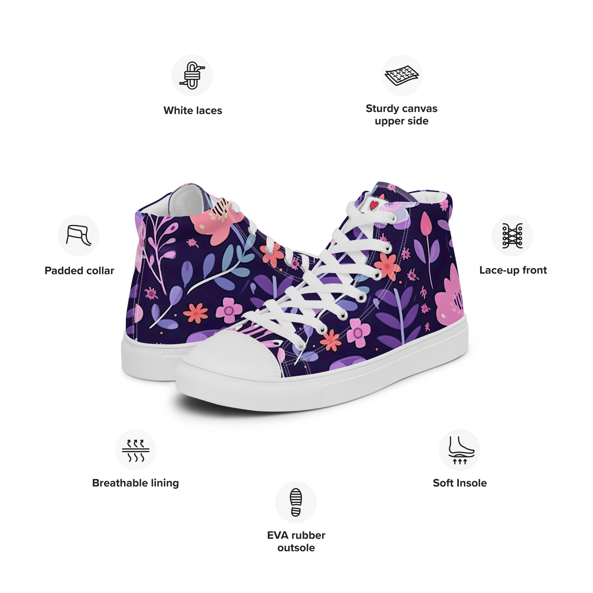 Floral Lover's Men's Botanical Style High Top Sneakers