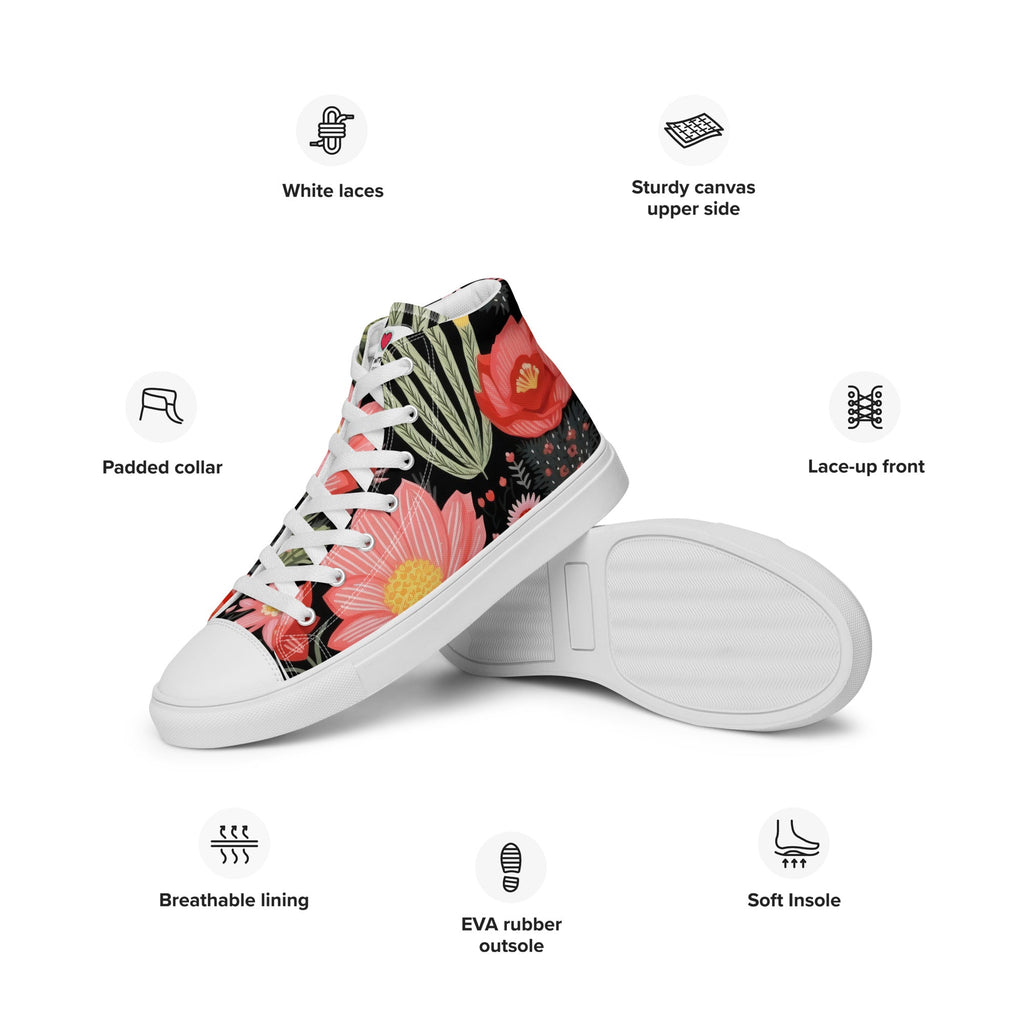 Floral Lover's Men's Botanical Style High Top Sneakers
