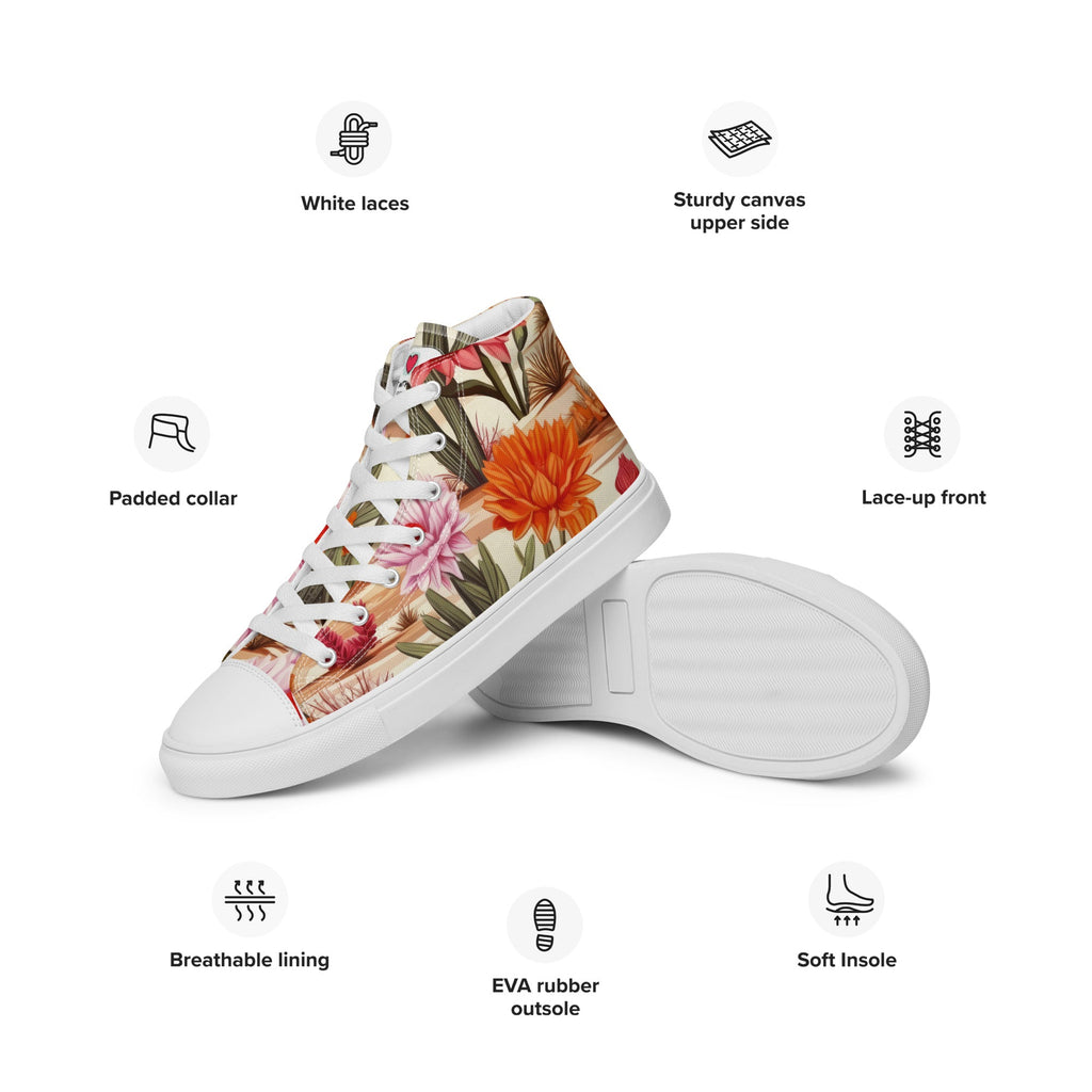 Floral Lover's Men's Botanical Style High Top Sneakers