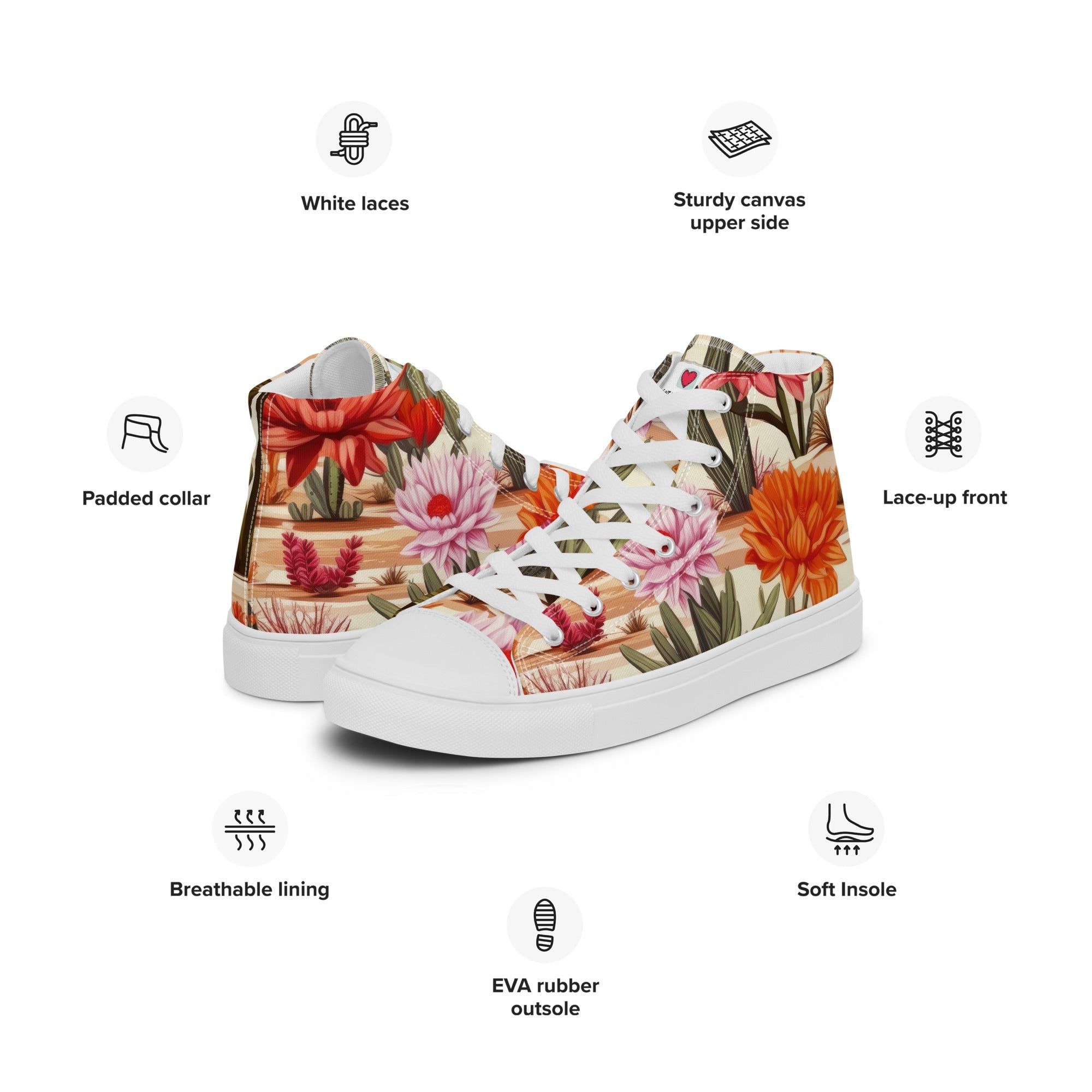 Floral Lover's Men's Botanical Style High Top Sneakers