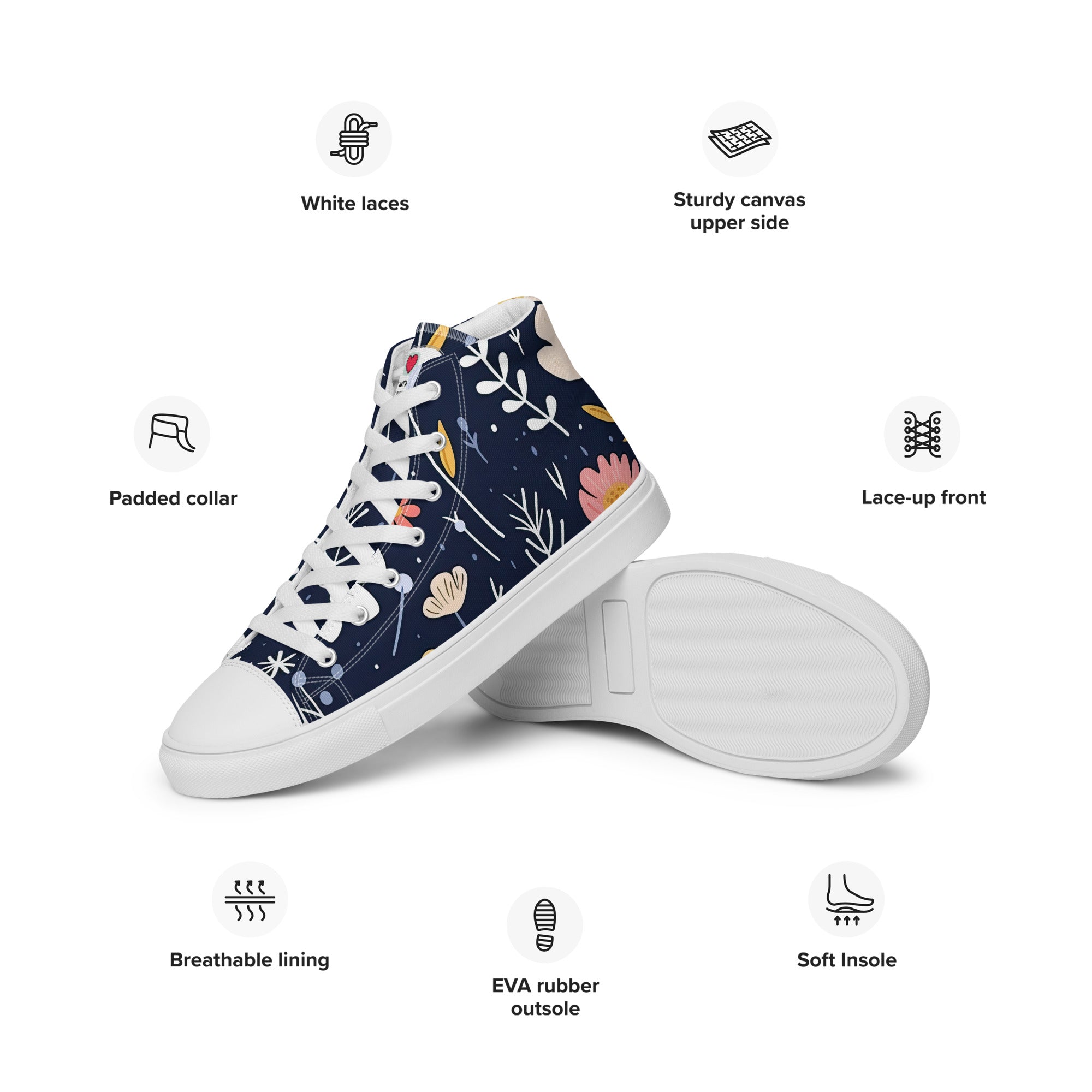 Floral Lover's Men's Botanical Style High Top Sneakers