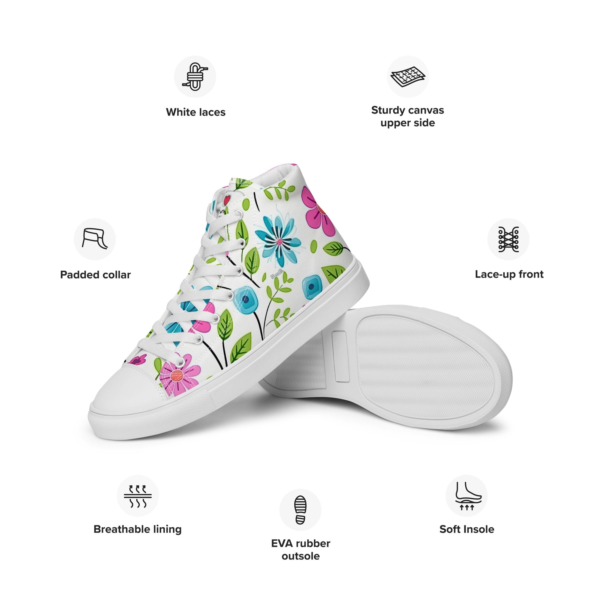 Floral Lover's Men's Botanical Style High Top Sneakers