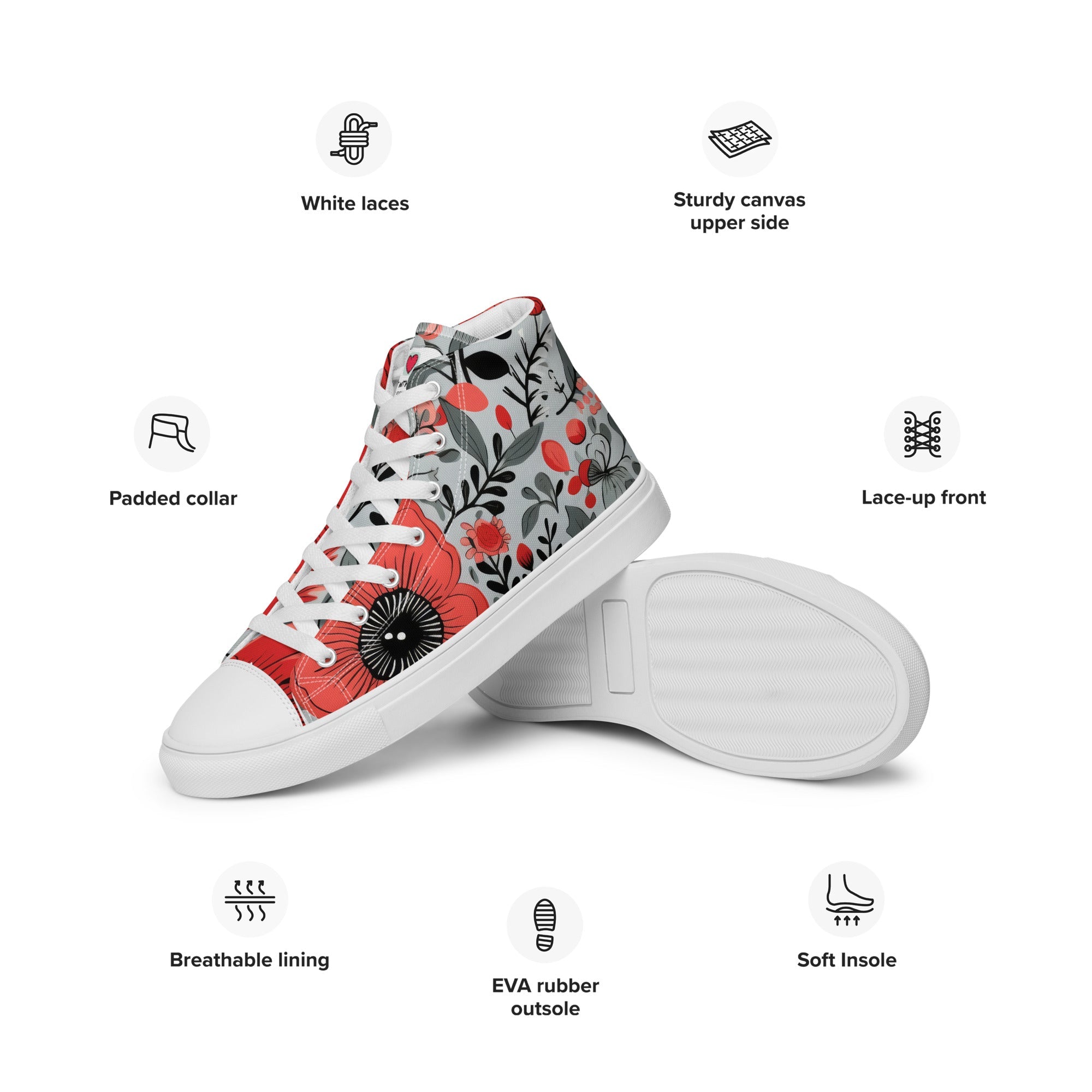 Floral Lover's Men's Botanical Style High Top Sneakers