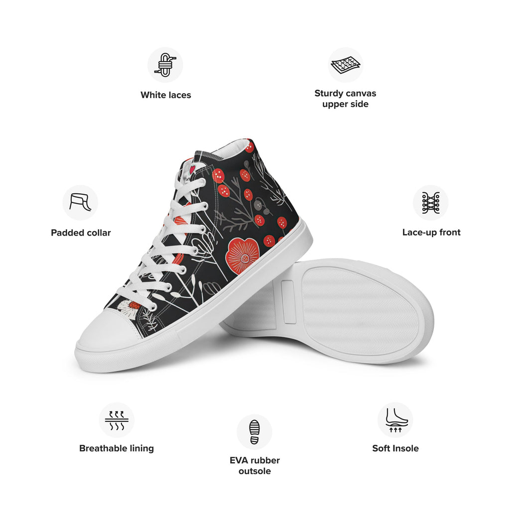 Floral Lover's Men's Botanical Style High Top Sneakers