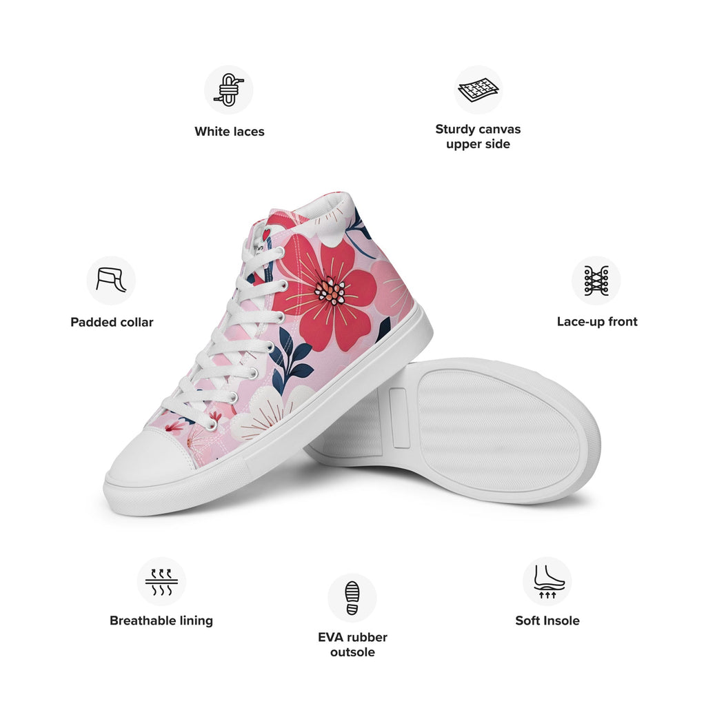 Floral Lover's Men's Botanical Style High Top Sneakers