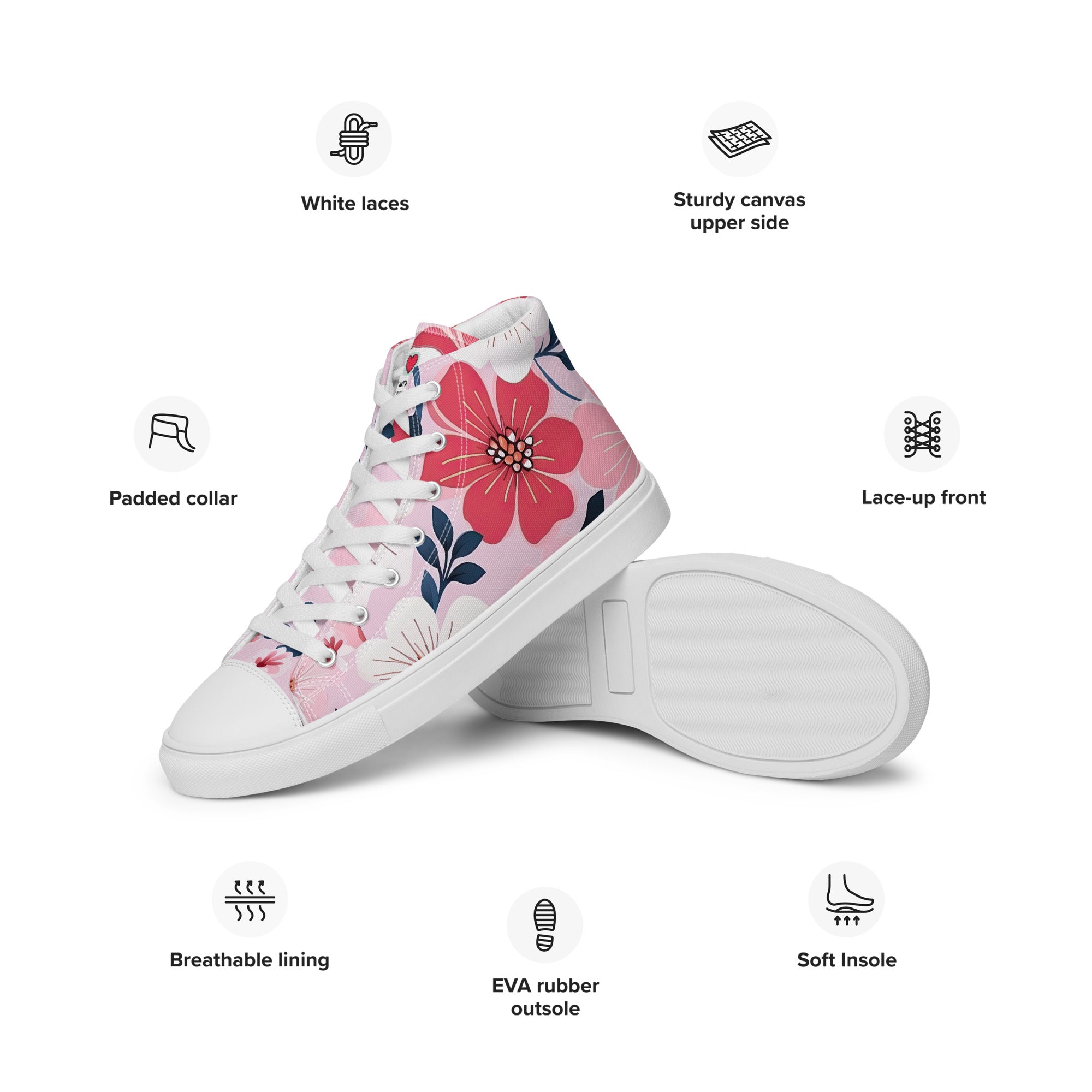 Floral Lover's Men's Botanical Style High Top Sneakers