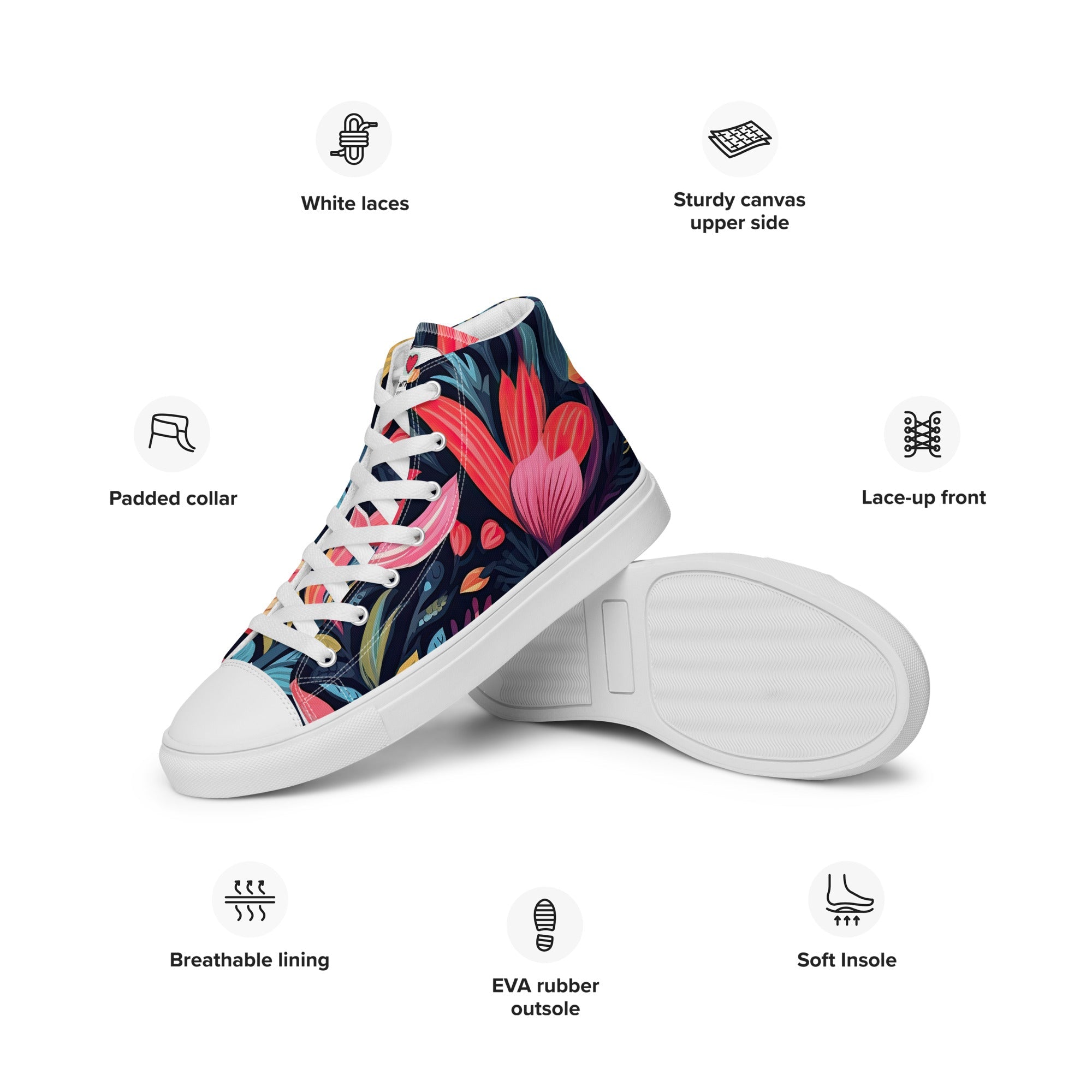 Floral Lover's Women's Botanical Style High Top Sneakers