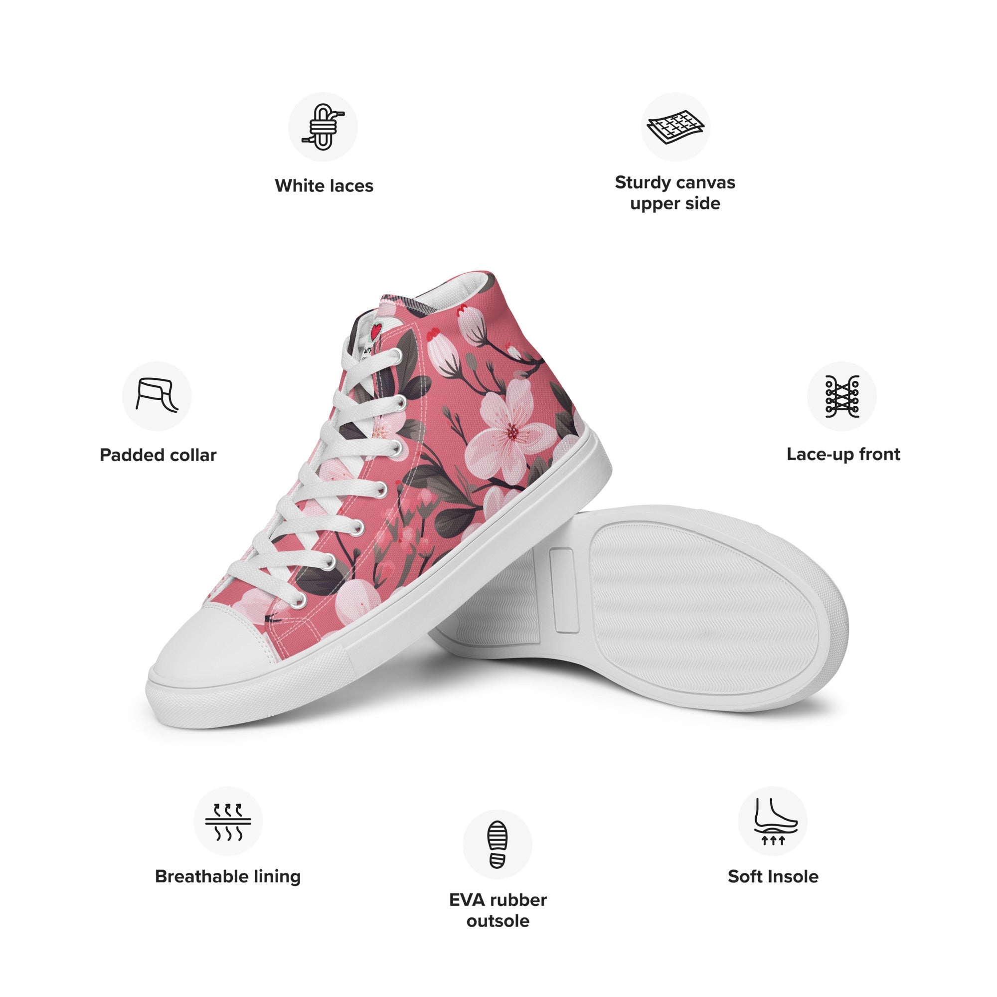 Floral Lover's Women's Botanical Style High Top Sneakers