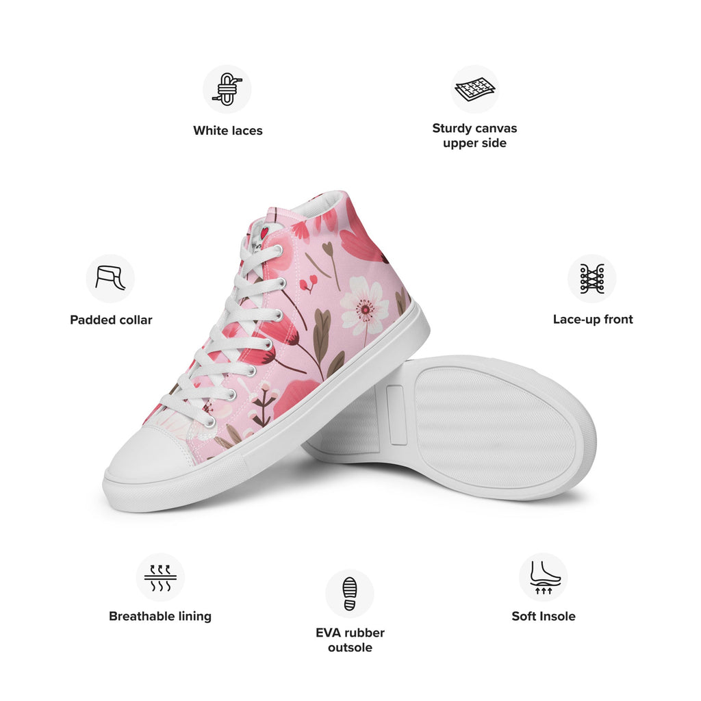 Floral Lover's Women's Botanical Style High Top Sneakers