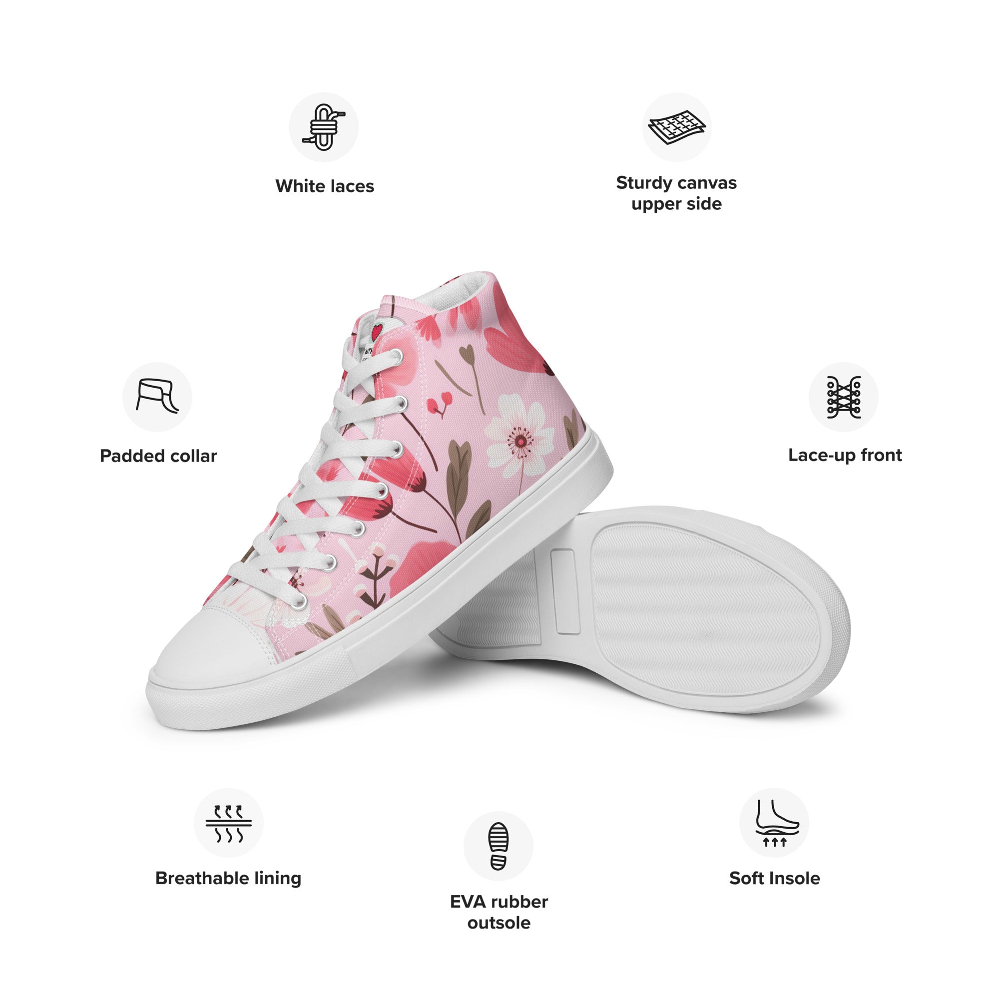 Floral Lover's Women's Botanical Style High Top Sneakers