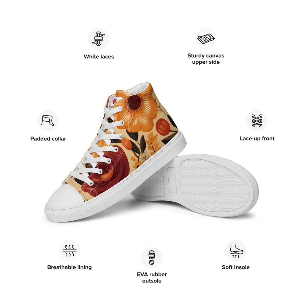 Floral Lover's Women's Botanical Style High Top Sneakers