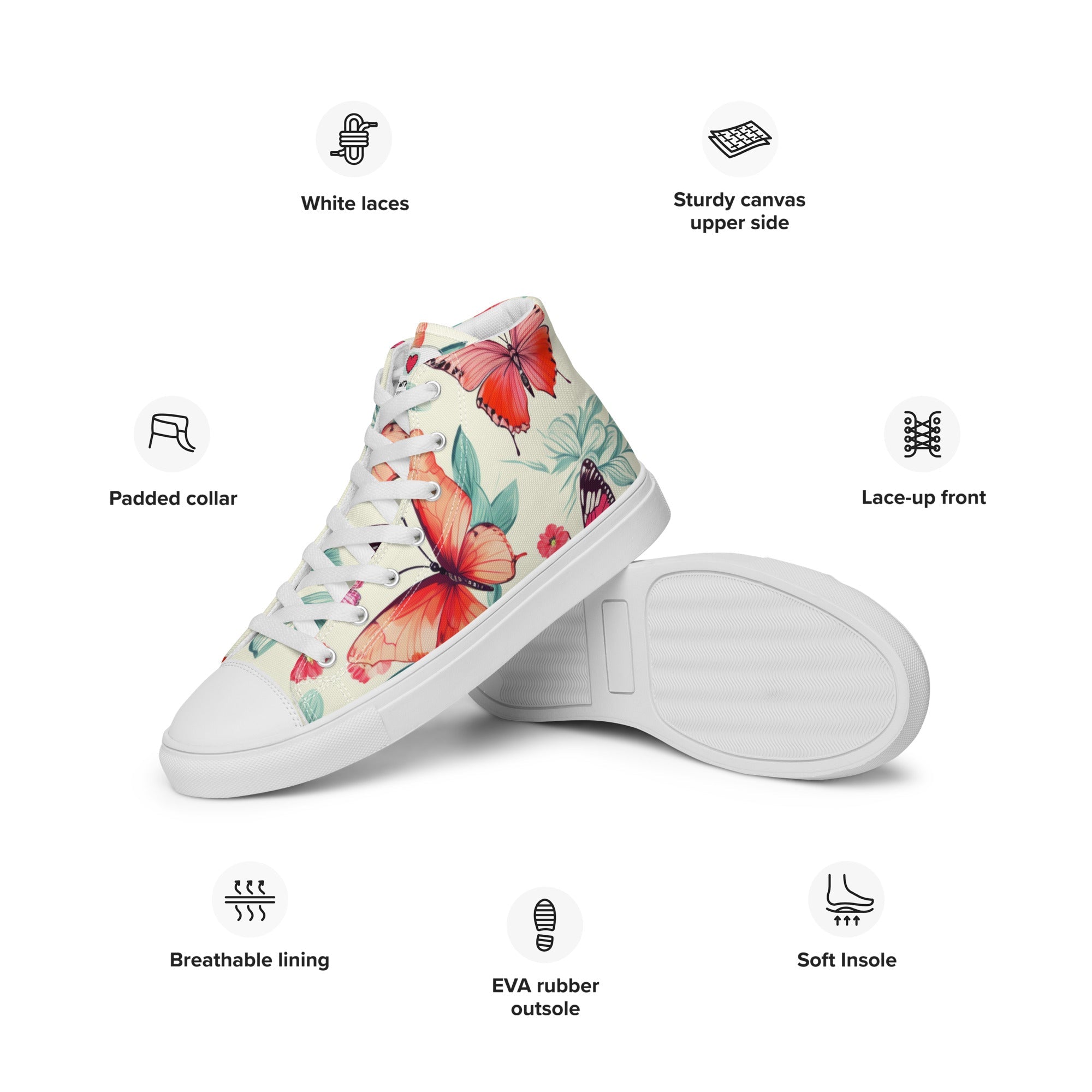 Butterfly Lover's Nature Inspired Men's High Top Sneakers