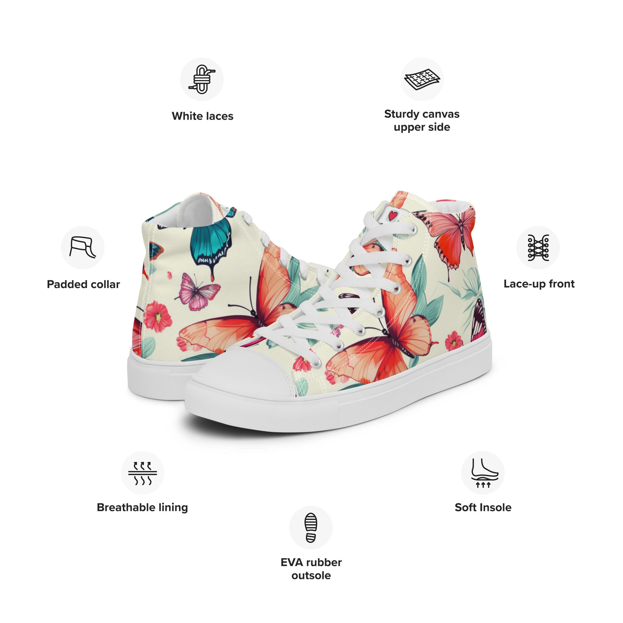 Butterfly Lover's Nature Inspired Men's High Top Sneakers