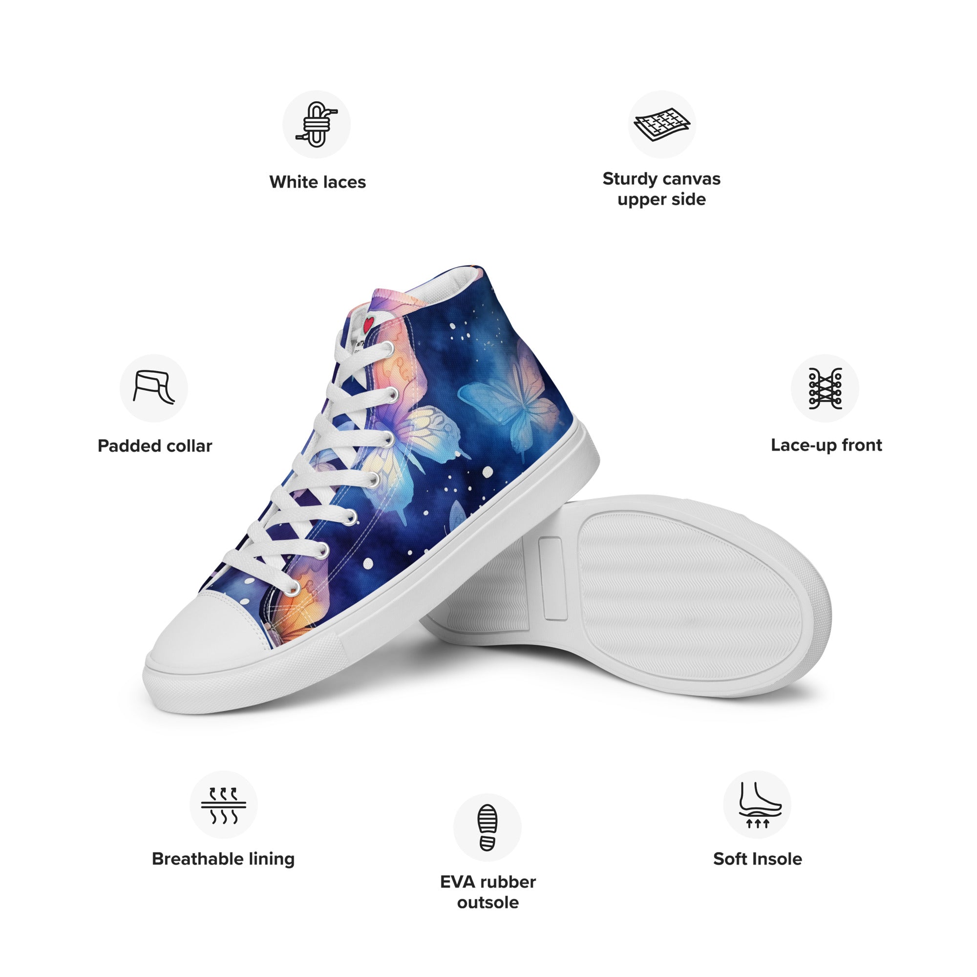 Butterfly Lover's Nature Inspired Men's High Top Sneakers