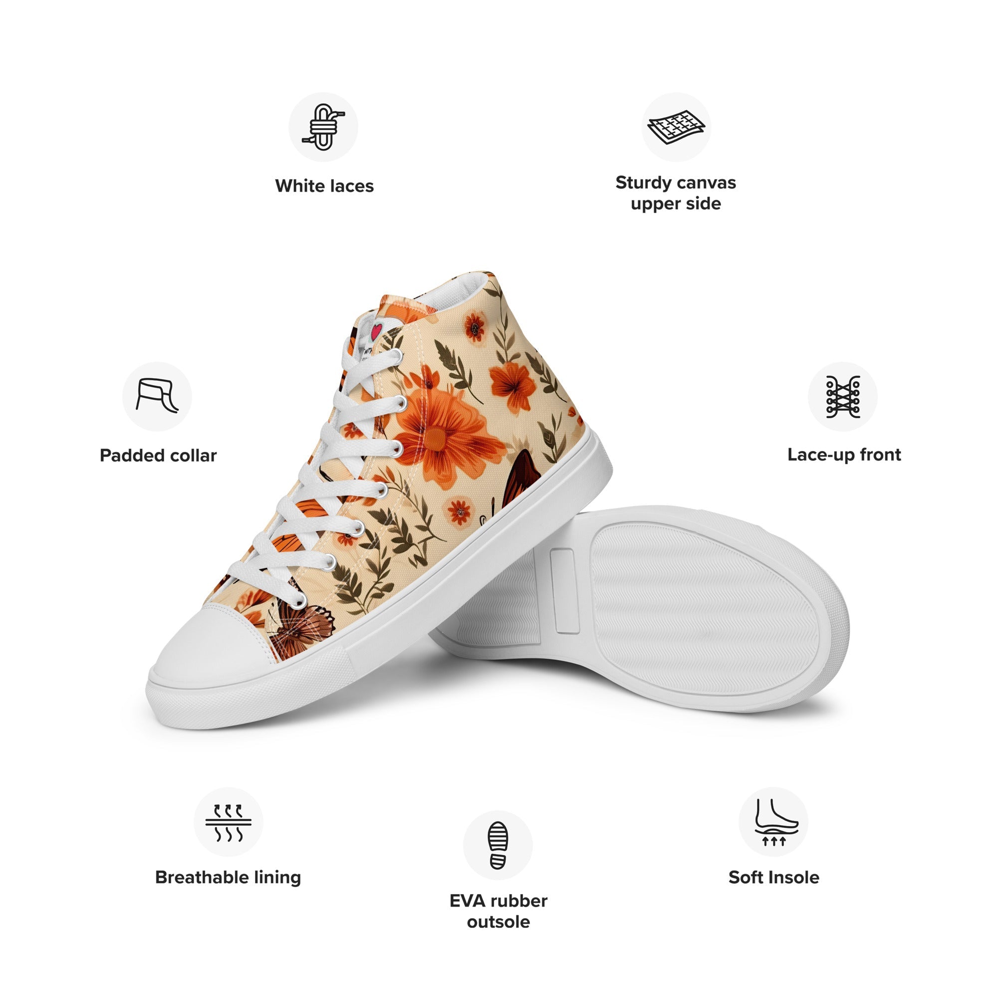 Butterfly Lover's Nature Inspired Men's High Top Sneakers