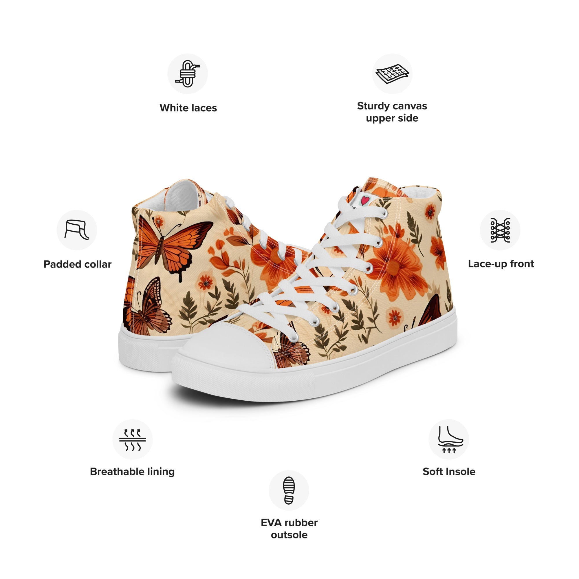 Butterfly Lover's Nature Inspired Men's High Top Sneakers