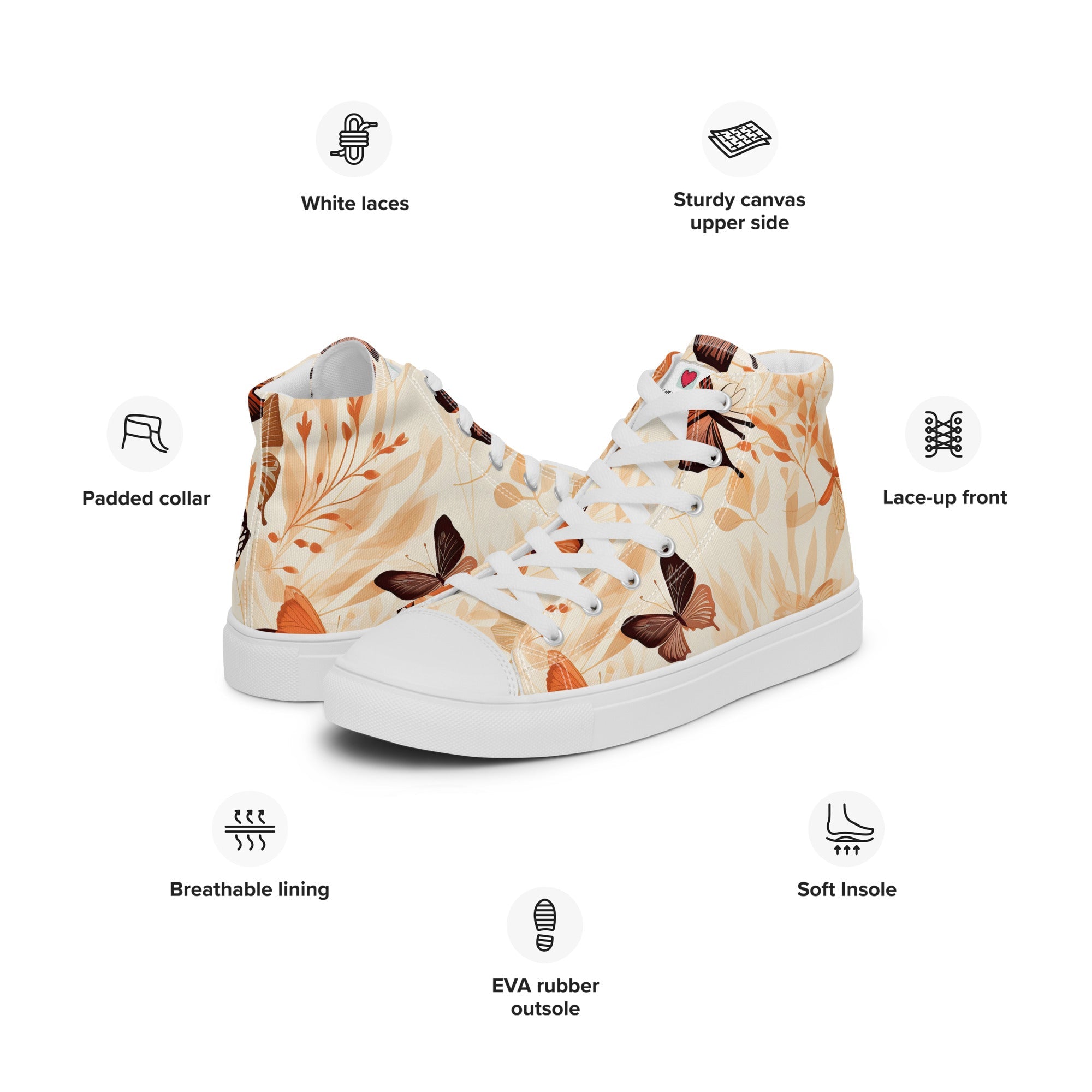Butterfly Lover's Nature Inspired Men's High Top Sneakers