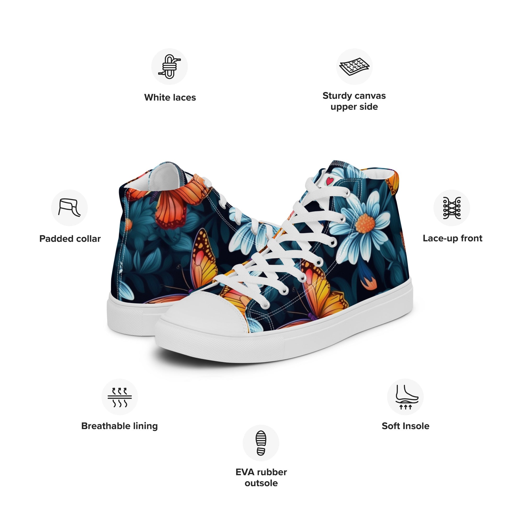 Butterfly Lover's Nature Inspired Men's High Top Sneakers