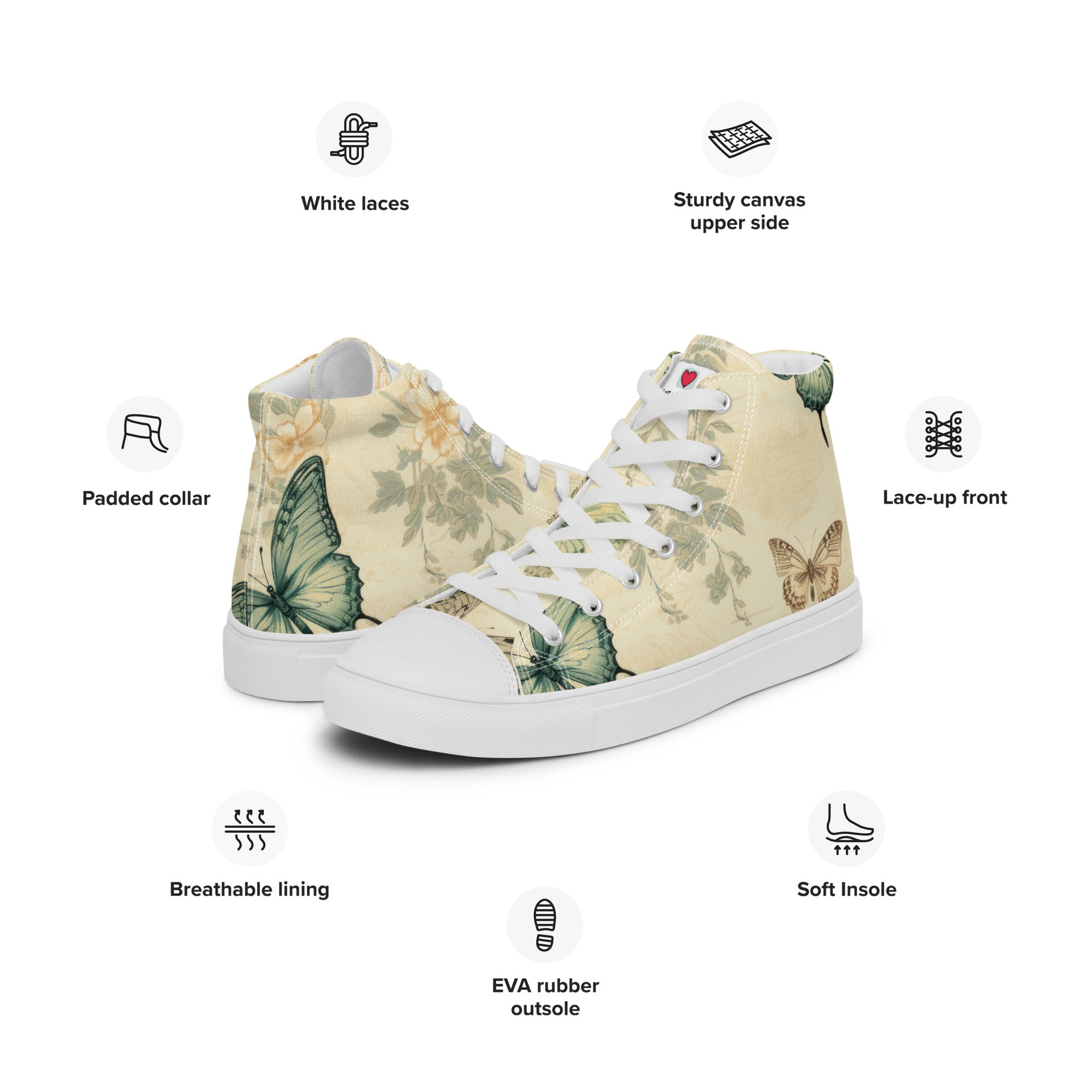 Butterfly Lover's Nature Inspired Men's High Top Sneakers