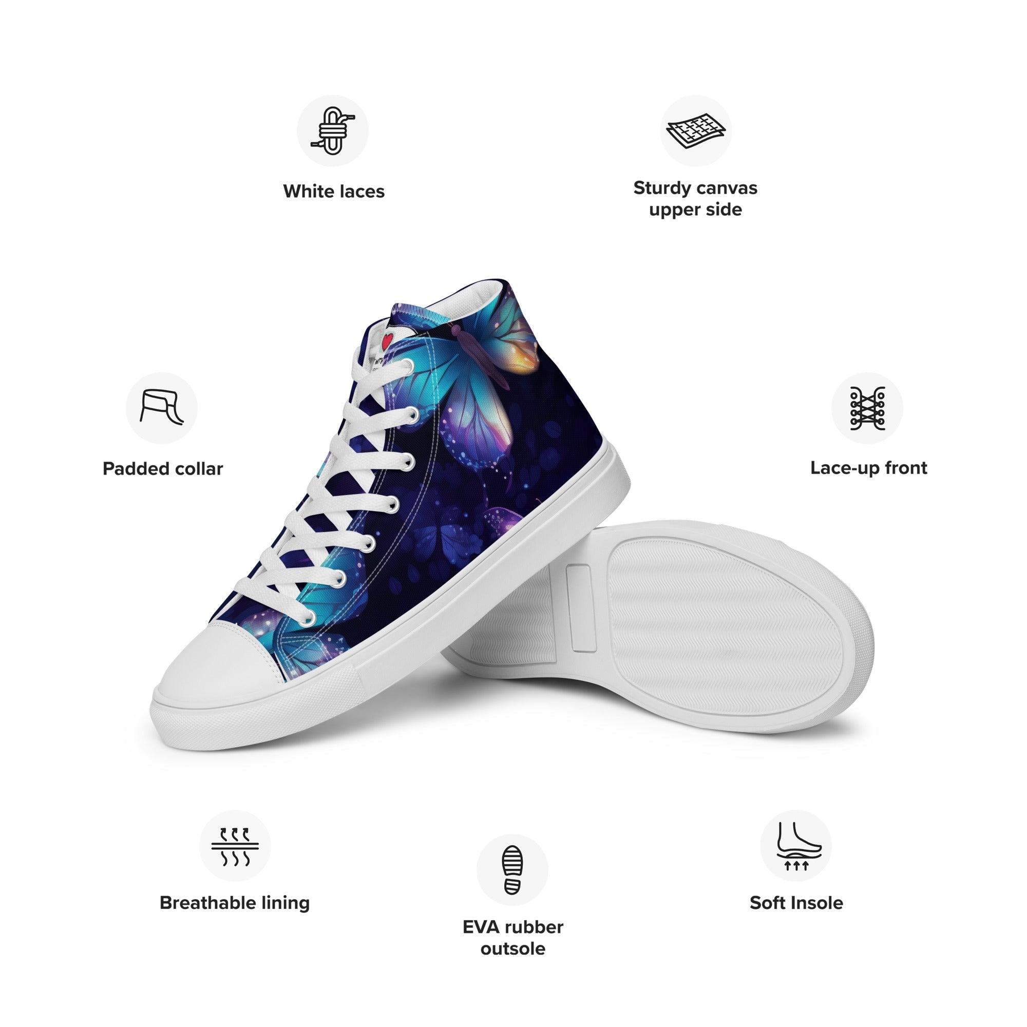 Butterfly Lover's Nature Inspired Men's High Top Sneakers