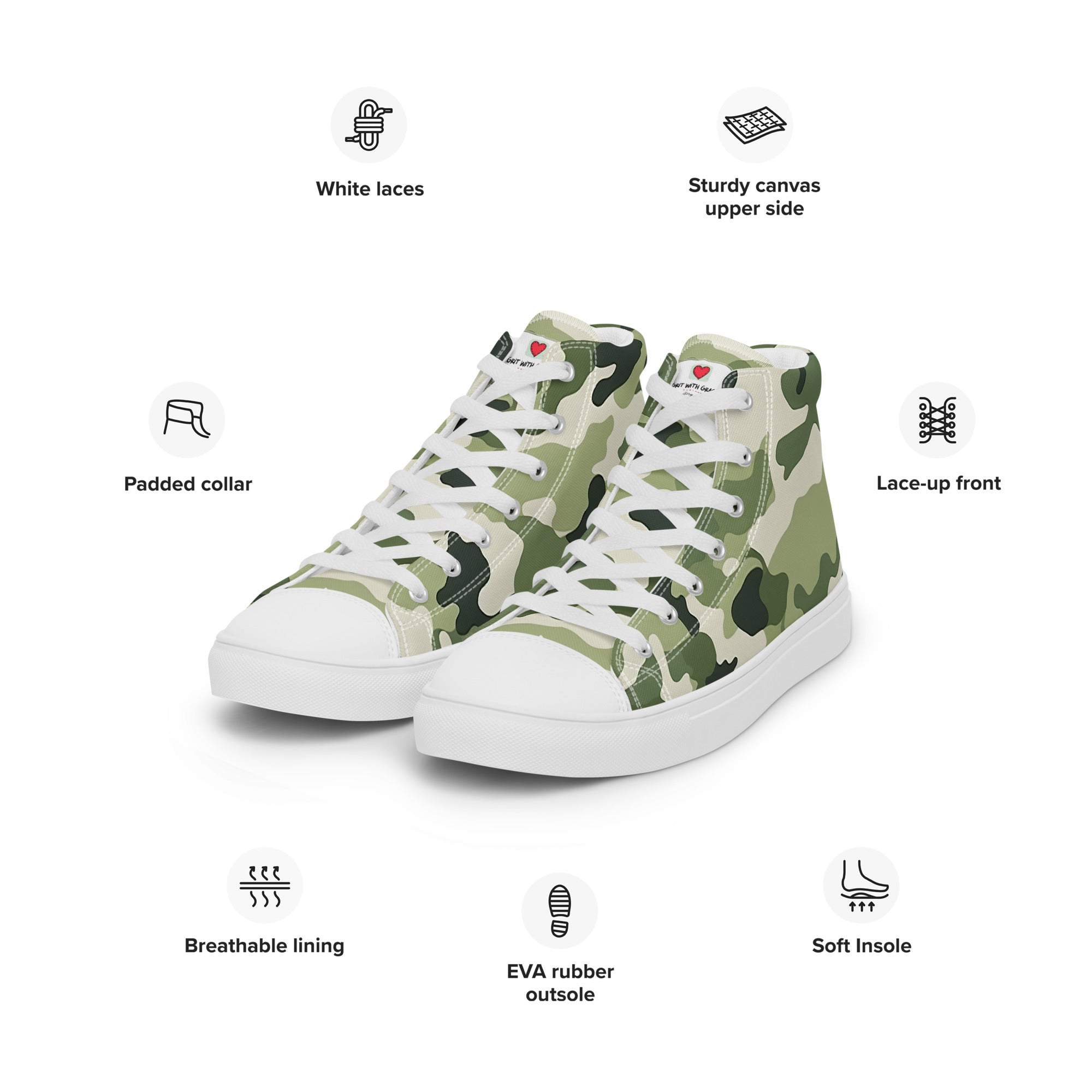 Army Enthusiast Men's High-Top Camouflage Sneakers