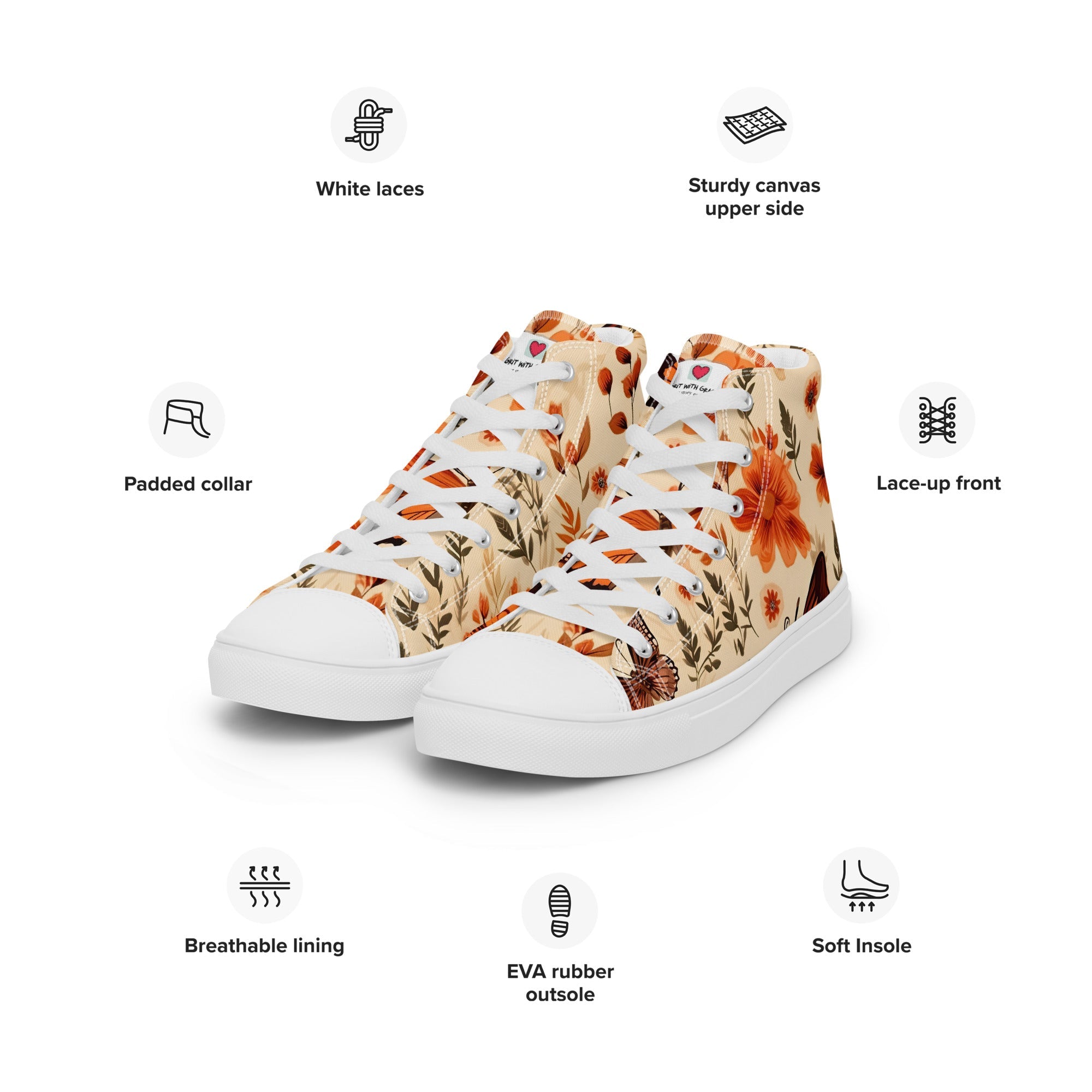 Butterfly Lover's Nature Inspired Men's High Top Sneakers
