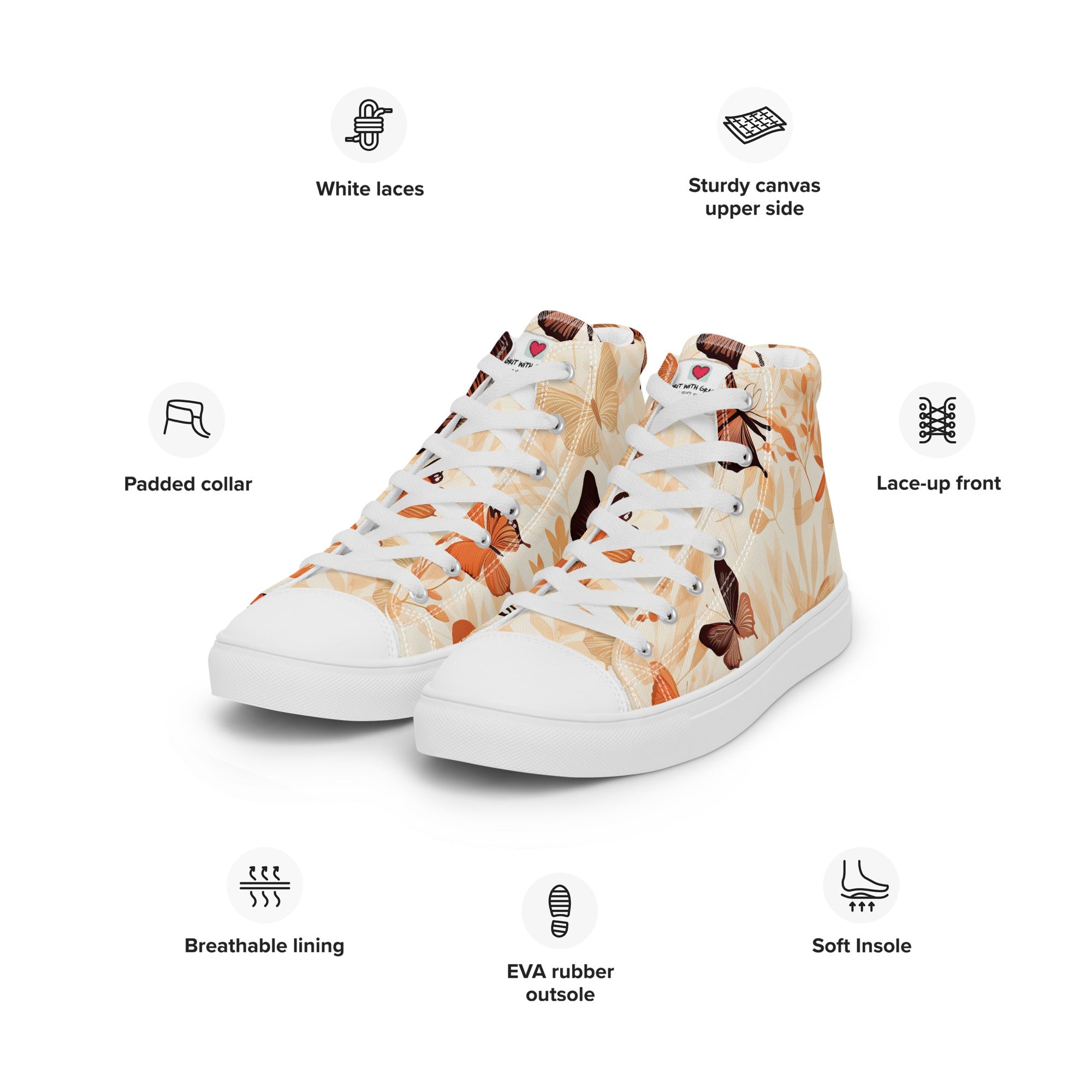 Butterfly Lover's Nature Inspired Men's High Top Sneakers
